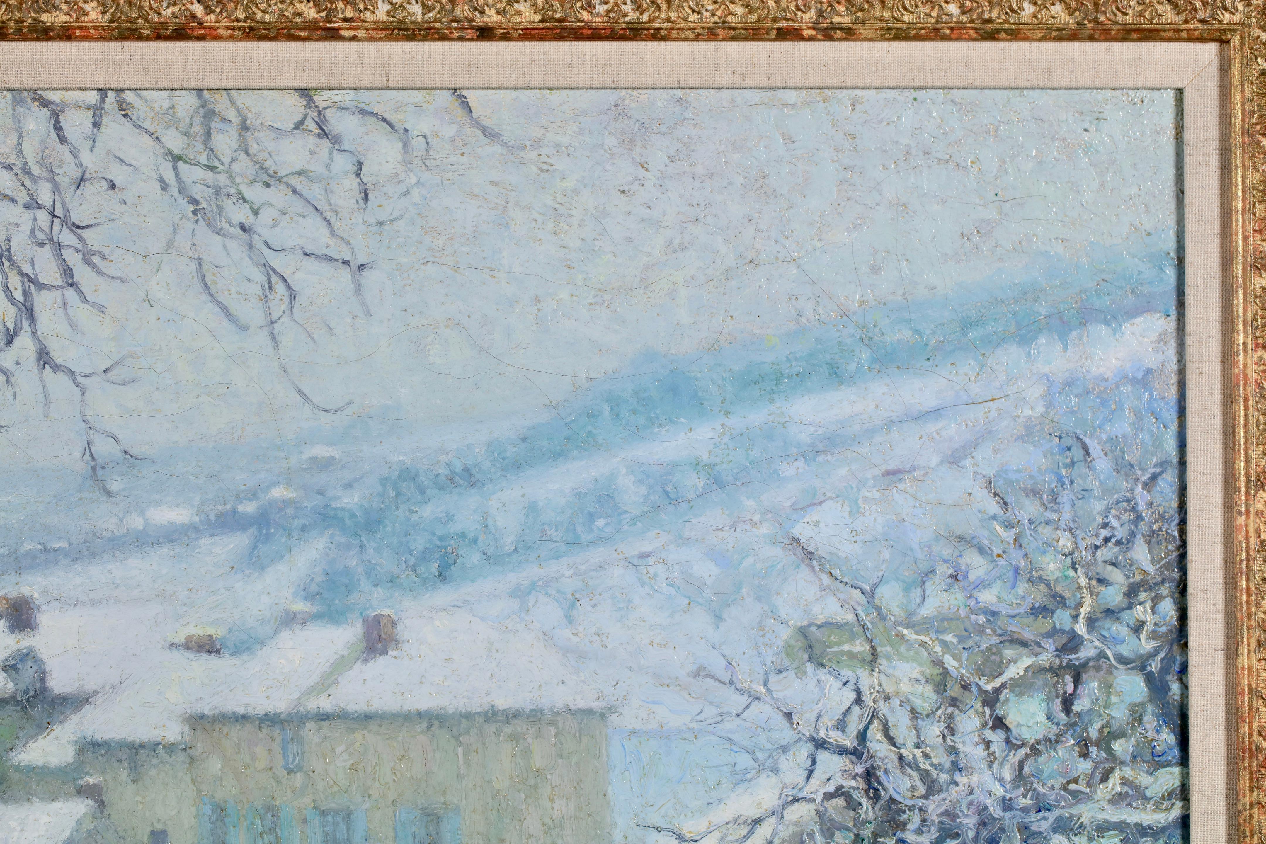 Charrette sous la neige - Postimpressionistische Landschaft, Öl von Raymond Thibesart im Angebot 10