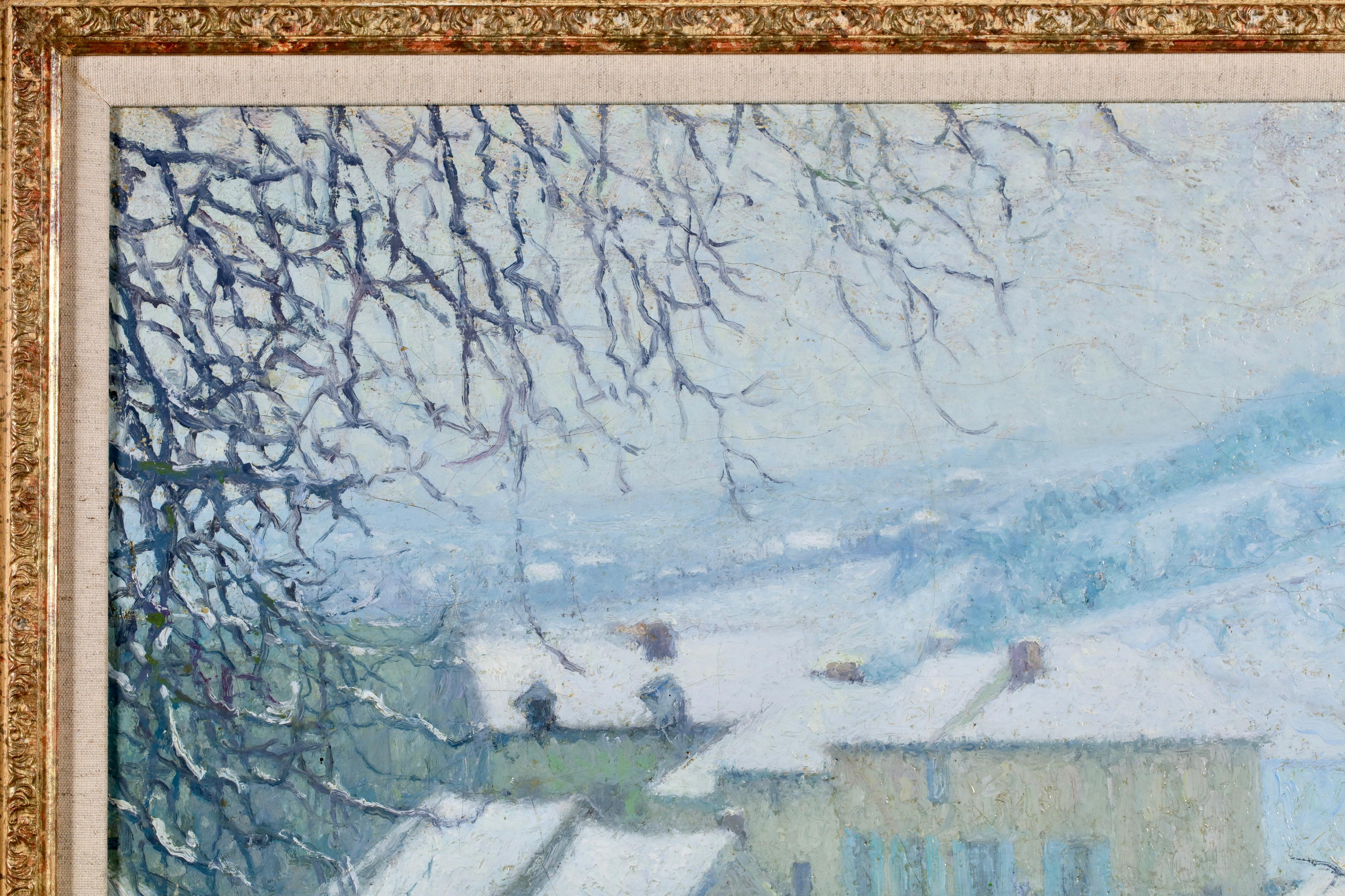Charrette sous la neige - Postimpressionistische Landschaft, Öl von Raymond Thibesart im Angebot 11