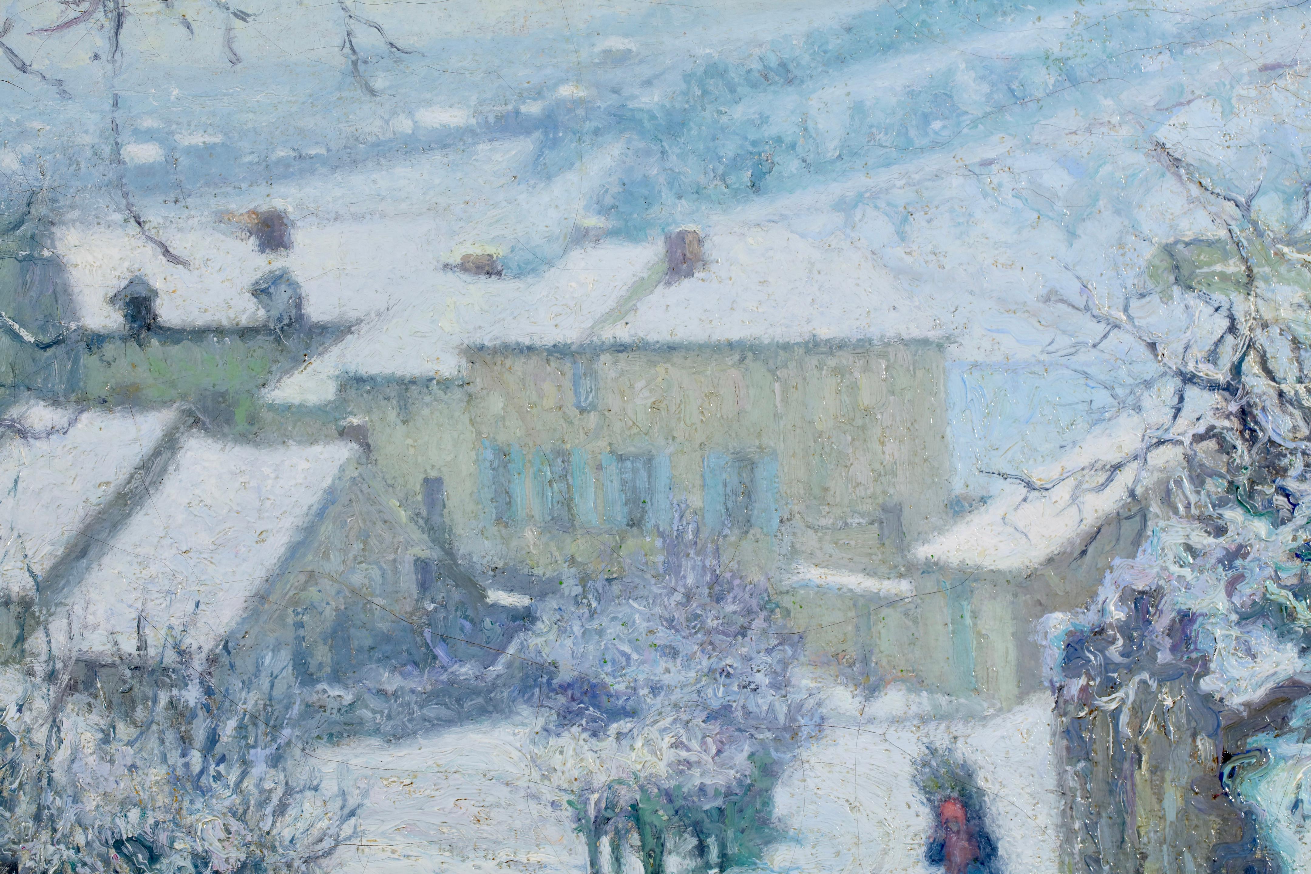 Charrette sous la neige - Postimpressionistische Landschaft, Öl von Raymond Thibesart im Angebot 3