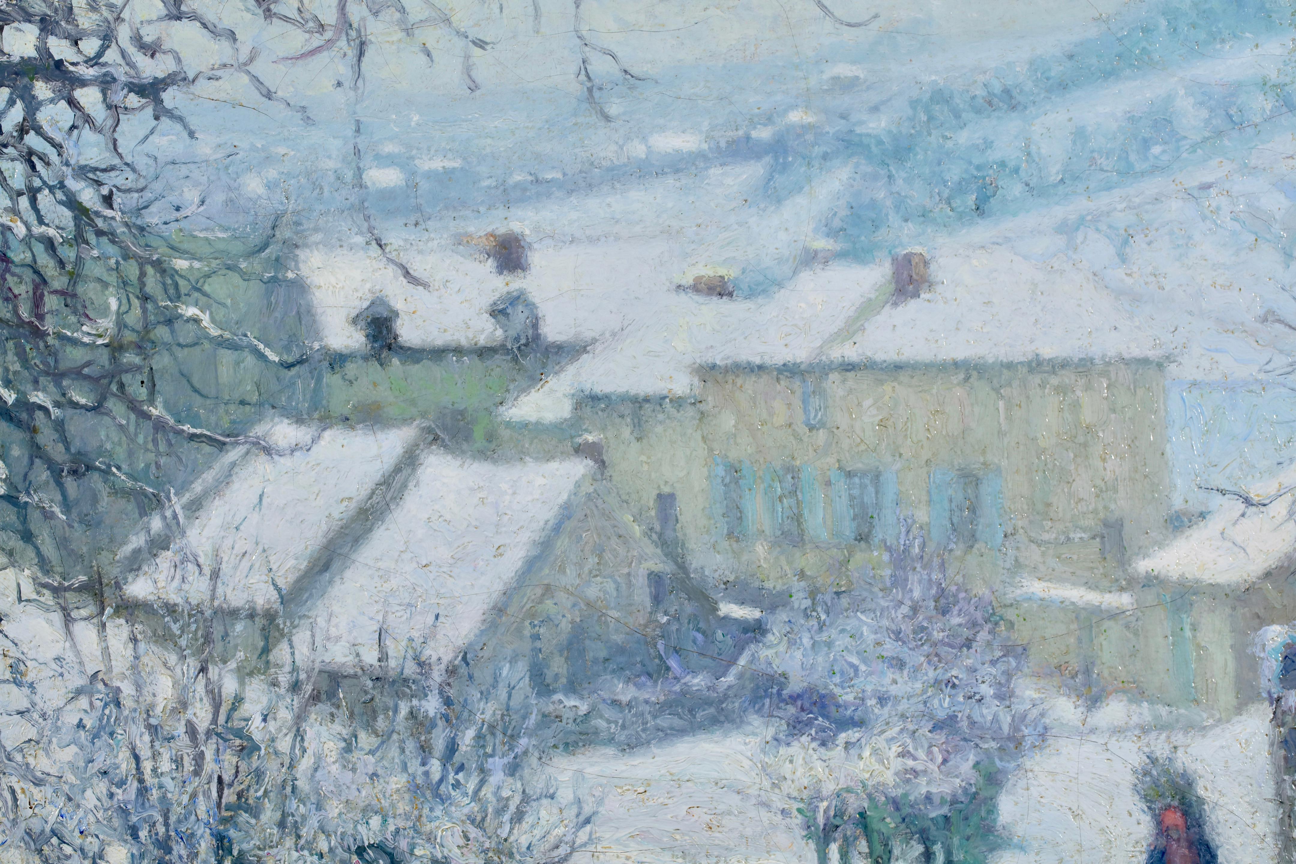 Charrette sous la neige - Postimpressionistische Landschaft, Öl von Raymond Thibesart im Angebot 4