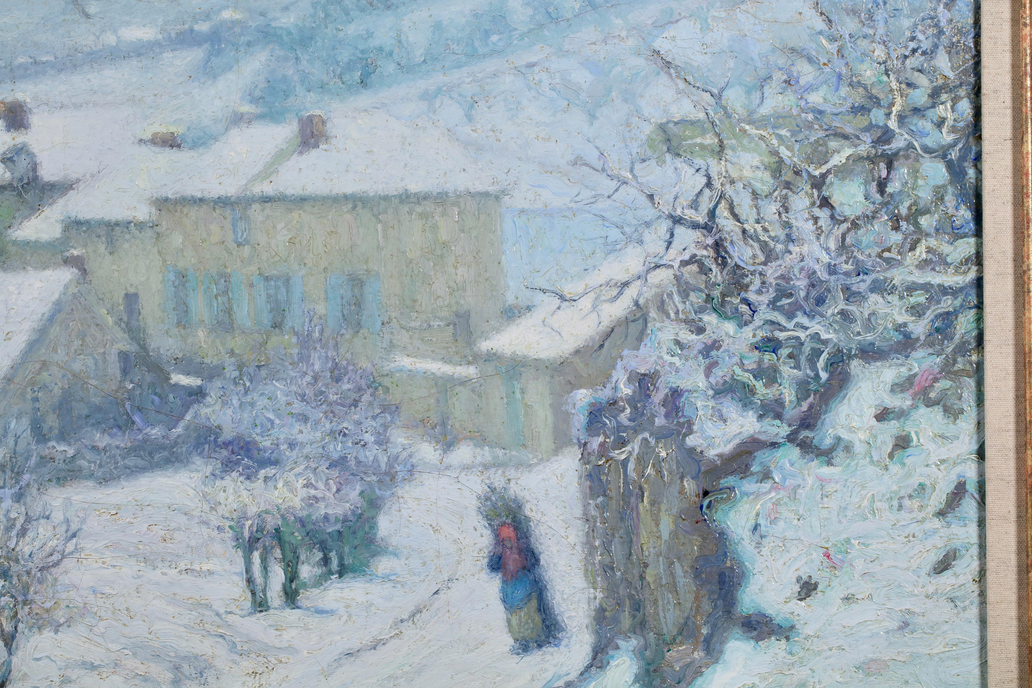 Charrette sous la neige - Postimpressionistische Landschaft, Öl von Raymond Thibesart im Angebot 8