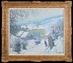 Charrette sous la neige - Postimpressionistische Landschaft, Öl von Raymond Thibesart