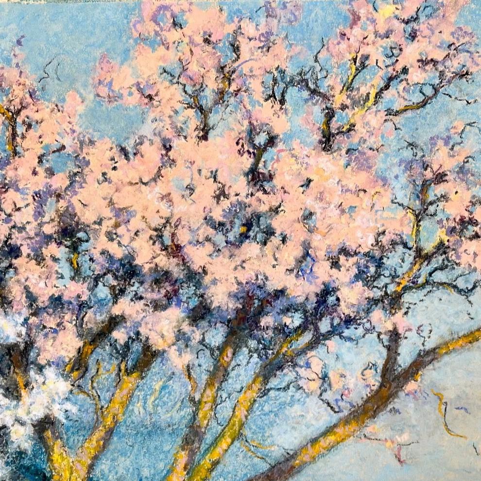 « Cherry Trees in Bloom on the Seine » Raymond Thibesart (France, 1874-1968) en vente 2