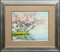 "Cherry Trees in Bloom on the Seine" Raymond Thibesart (France, 1874-1968)