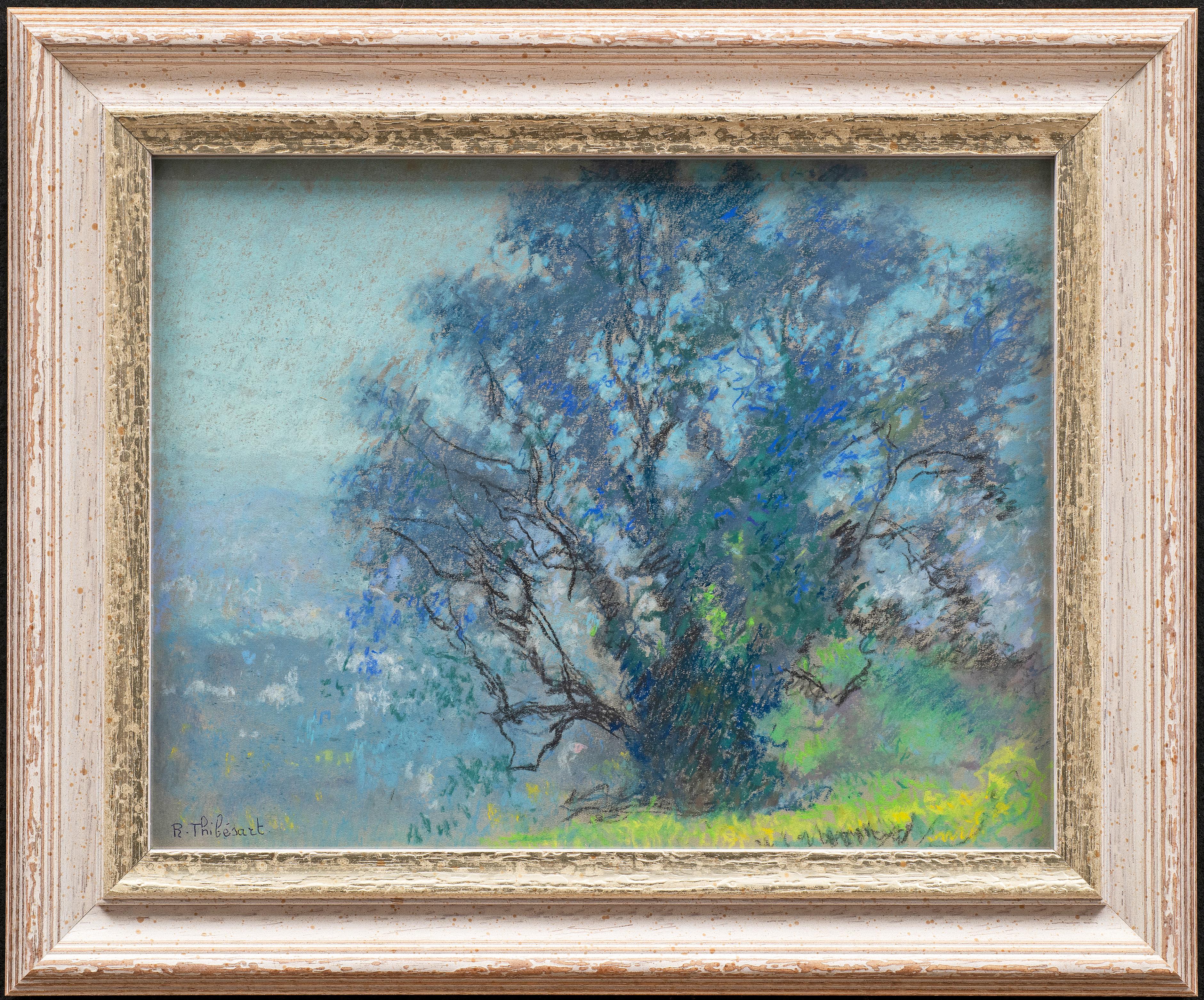 Light Through the Trees- Post-Impressionist Pastel- Raymond Thibesart-1874-1968