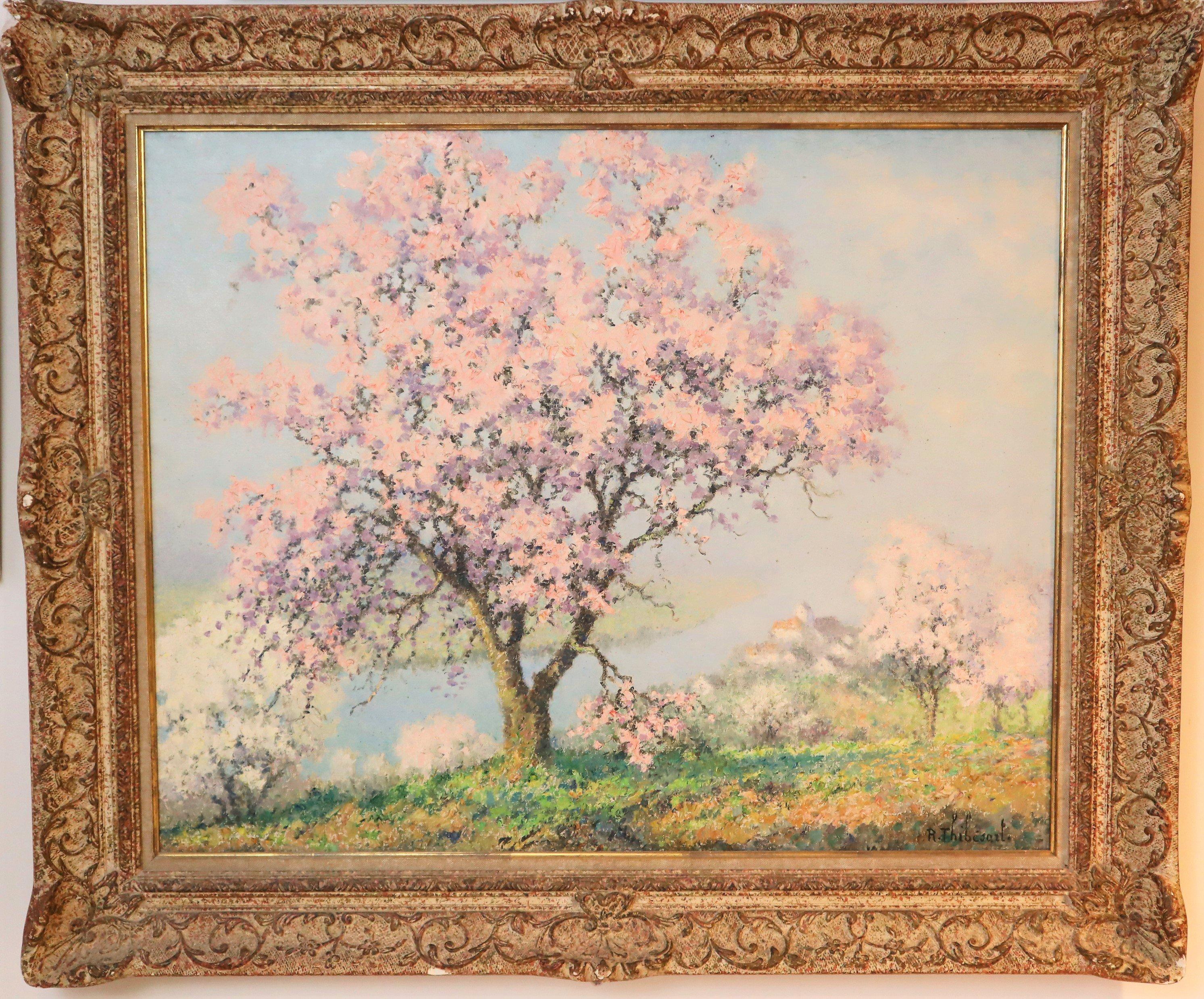 Printemps, Raymond Thibesart, Post-Impressionistic Oil Painting 19th Century For Sale 1