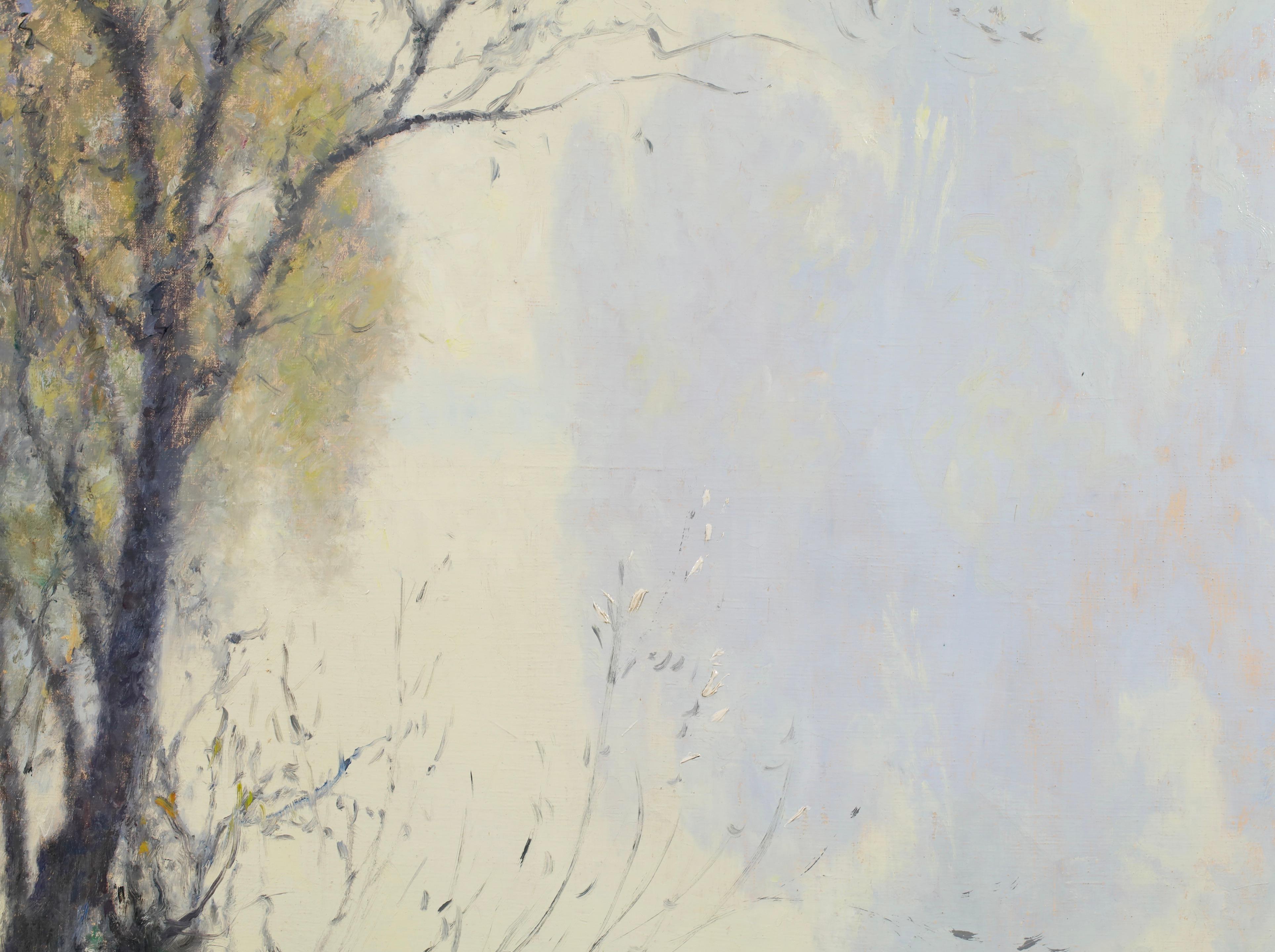 Reflektionen – Postimpressionistische Landschaft, Ölgemälde von Raymond Thibesart im Angebot 3
