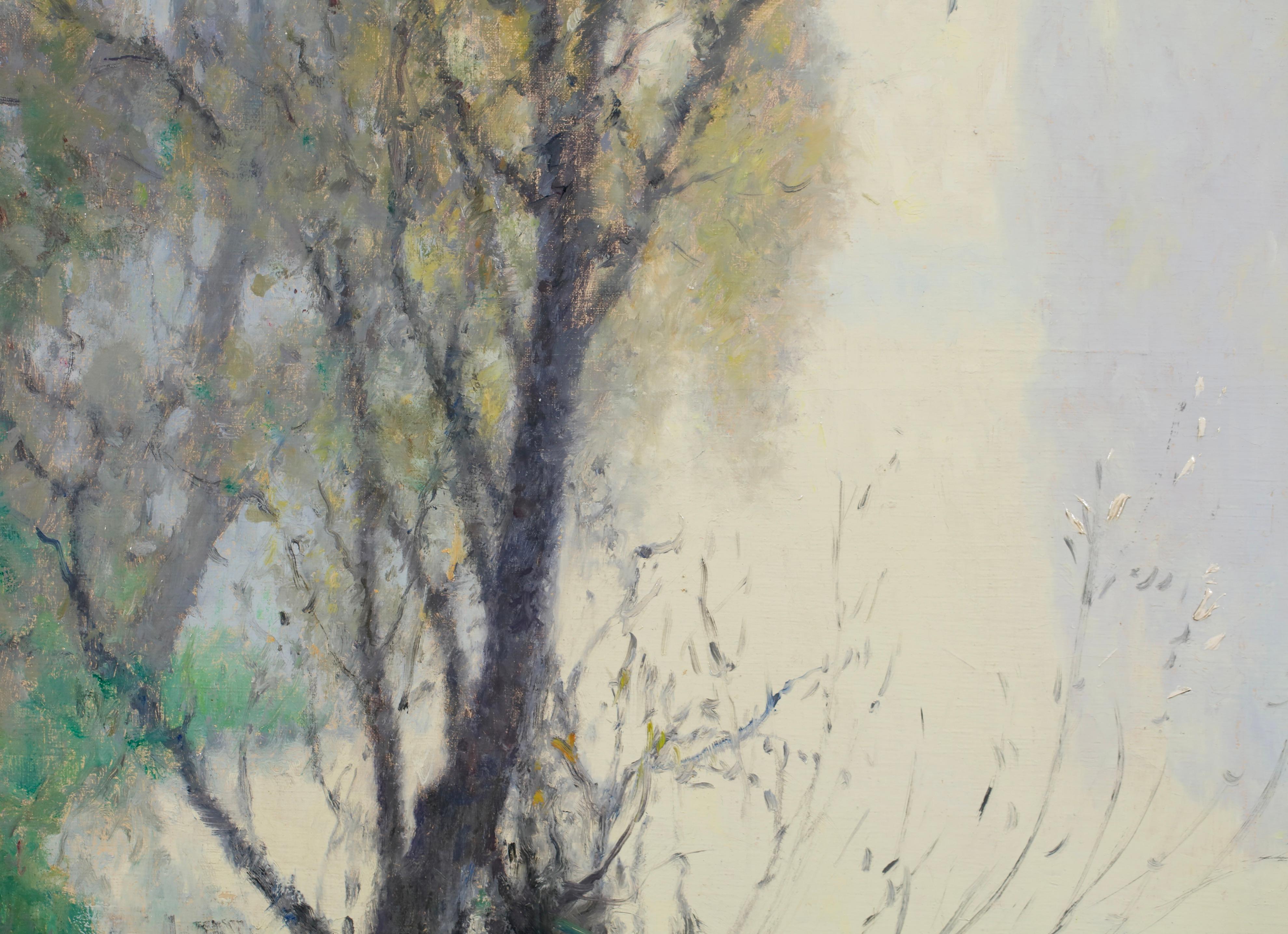 Reflektionen – Postimpressionistische Landschaft, Ölgemälde von Raymond Thibesart im Angebot 5