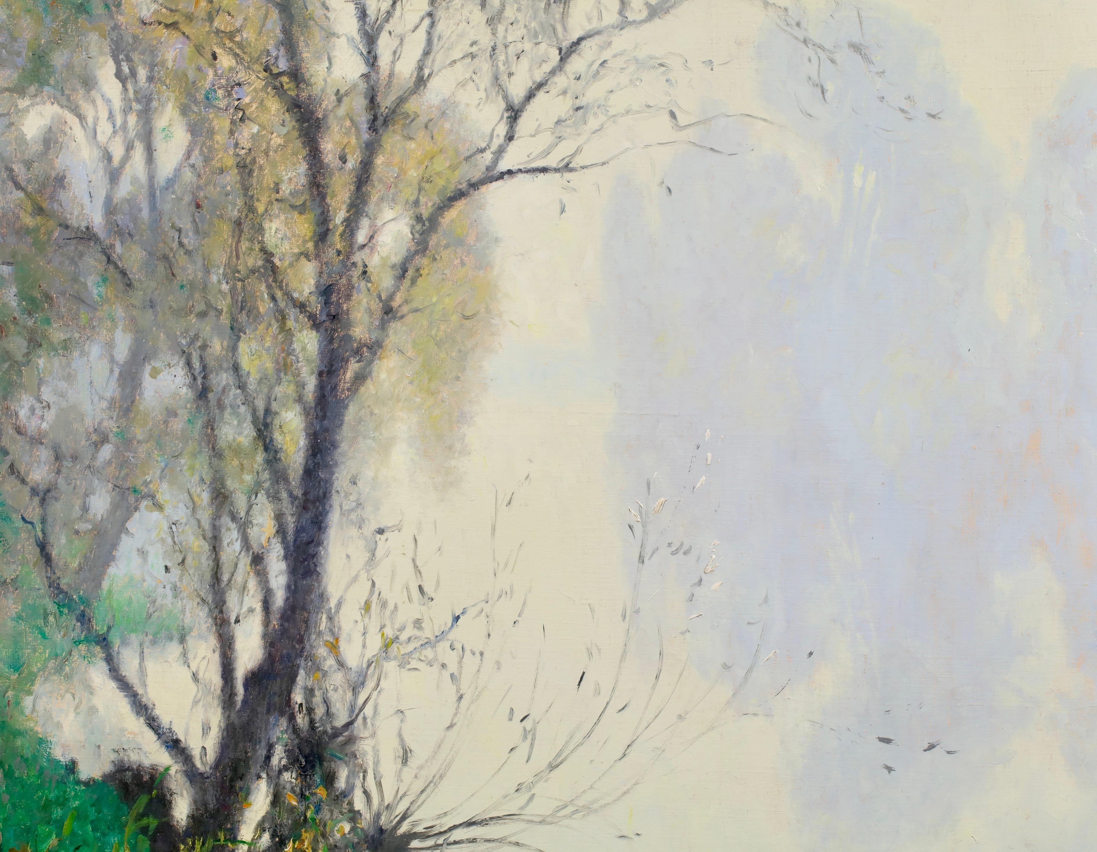 Reflektionen – Postimpressionistische Landschaft, Ölgemälde von Raymond Thibesart im Angebot 6