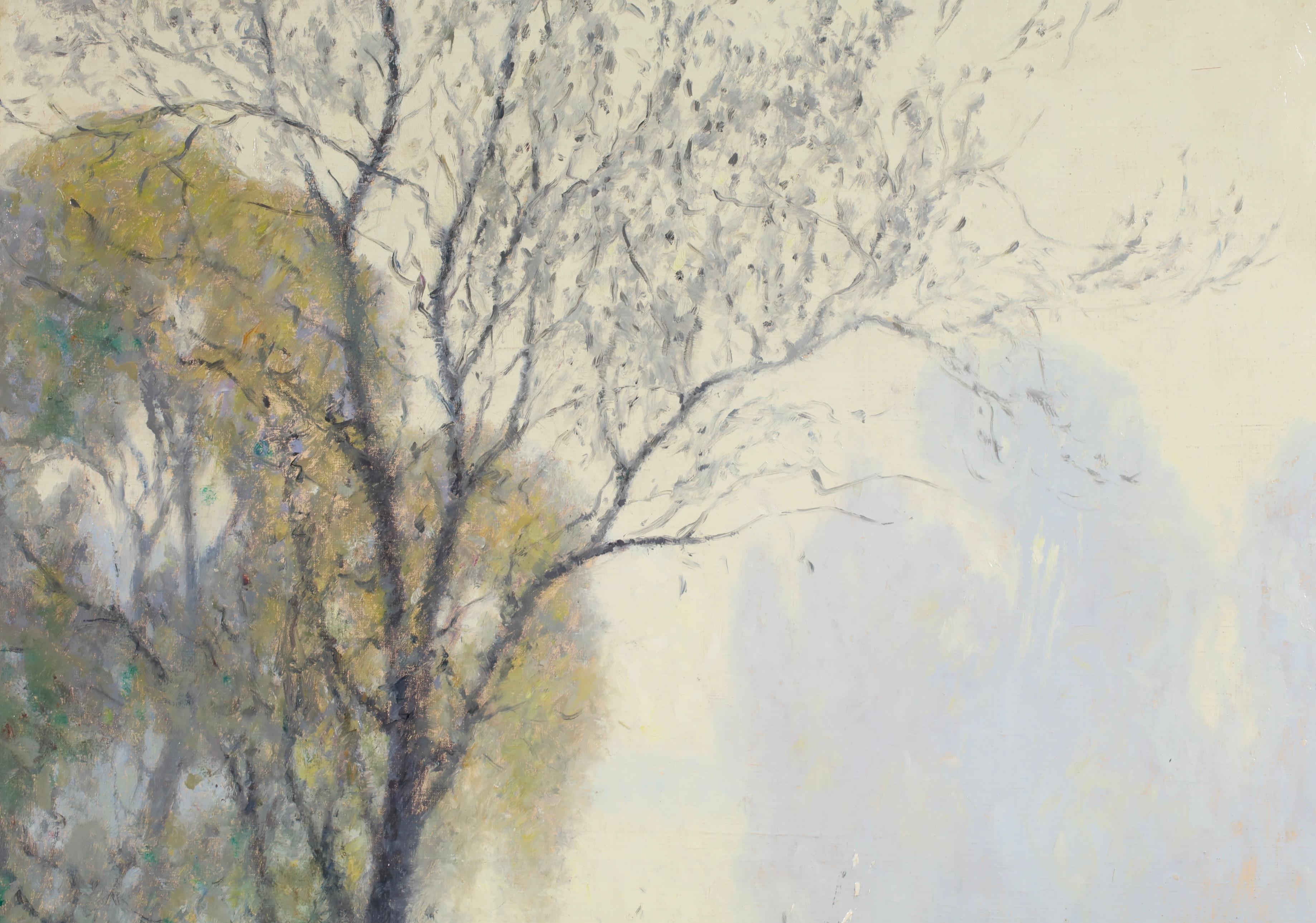 Reflektionen – Postimpressionistische Landschaft, Ölgemälde von Raymond Thibesart im Angebot 8