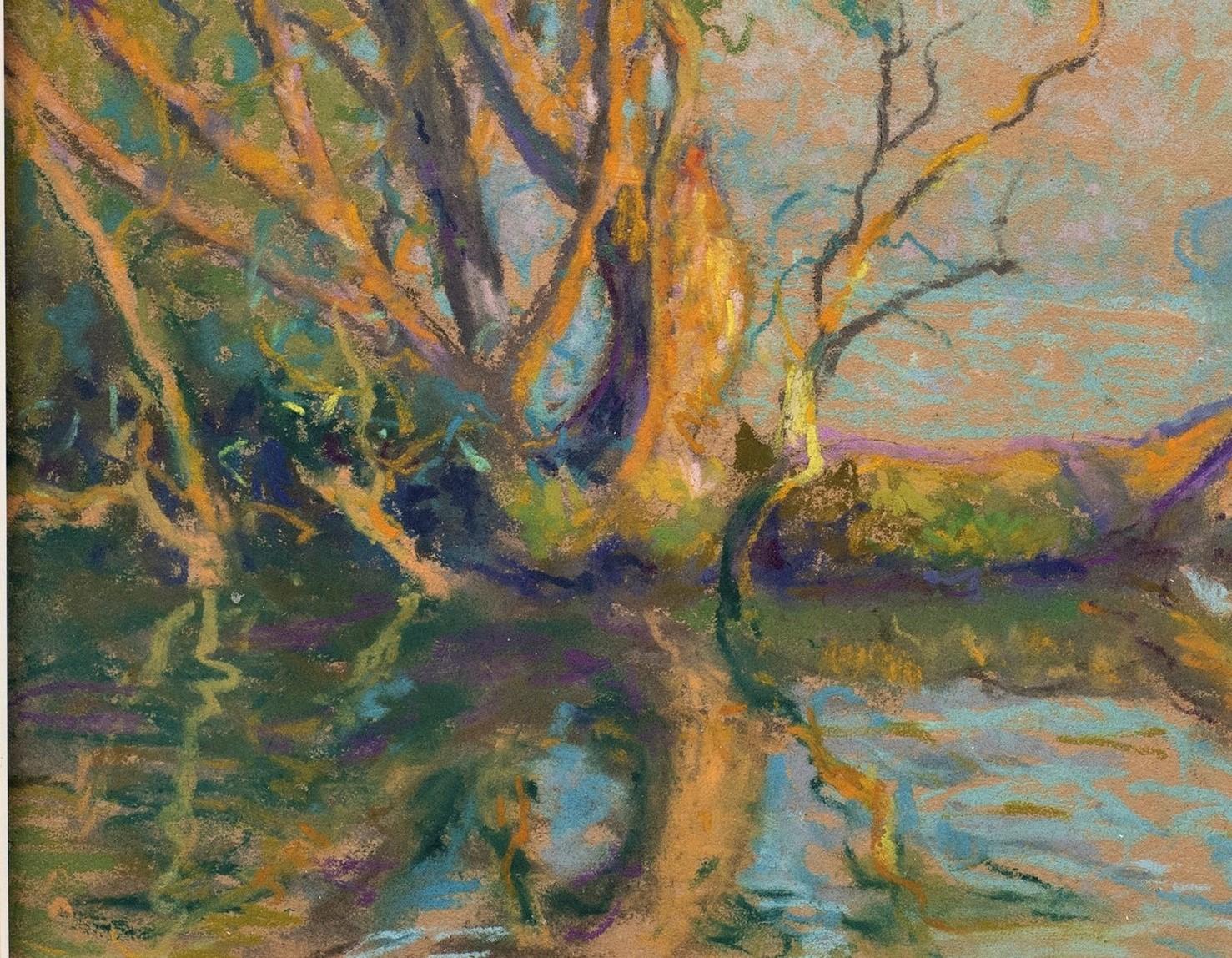 Un coucher de soleil sur la Seine (Coucher de Soleil sur la Seine) Raymond Thibesart, années 1920 en vente 4