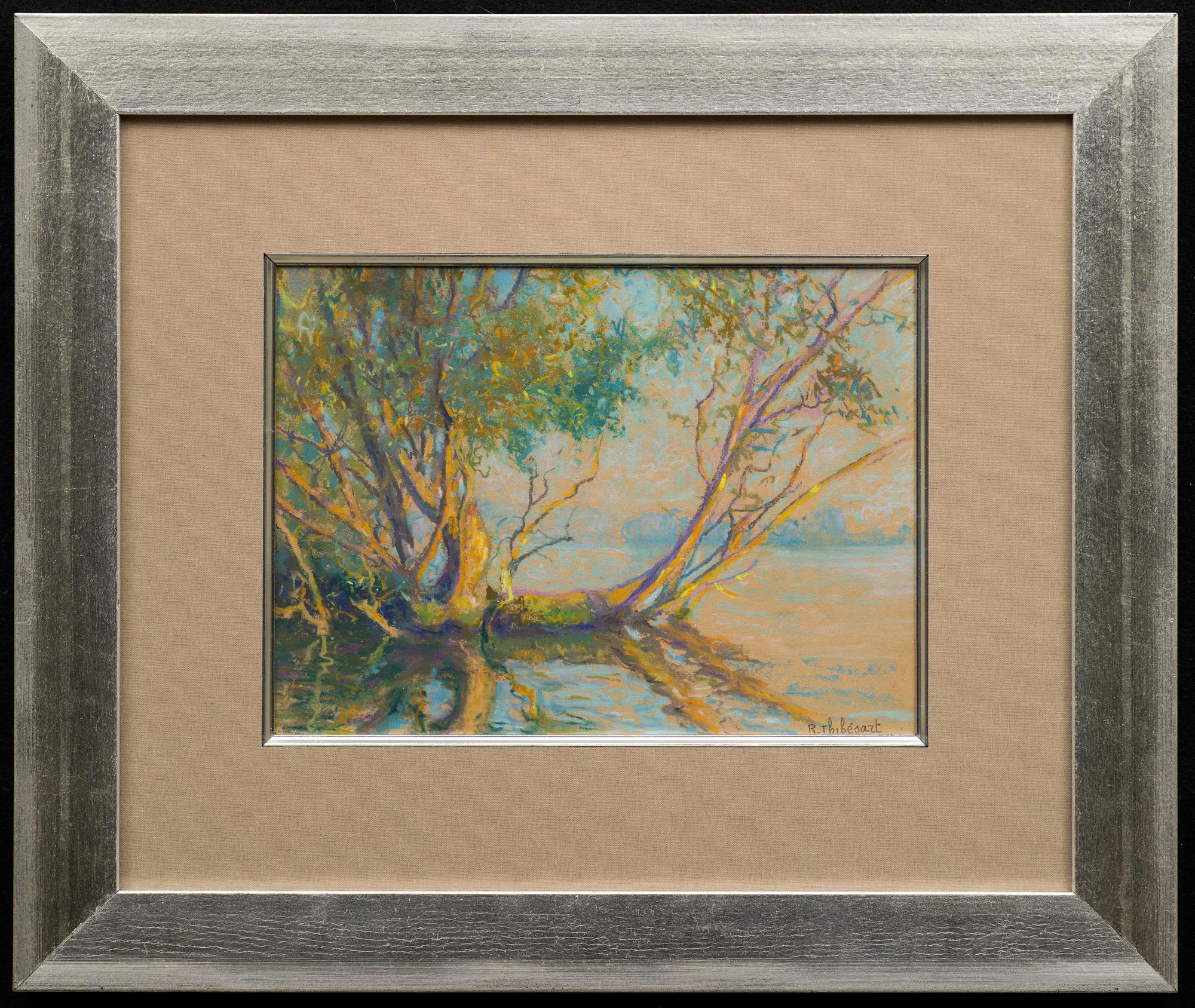 Tramonto sulla Senna (Coucher de Soleil sur la Seine)
Raymond Thibesart (Francia, 1874-1968)
Pastello su carta, 1920 circa
9 1/2 x 12 (14 x 17 1/2 incorniciato) pollici

Questo quadro, tra i tanti di Thibesart che stiamo presentando, è un'opera