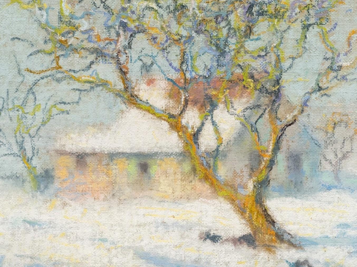 Tree and House Under the Snow (Arbre et Maison Sous la Neige) Raymond Thibesart. For Sale 2