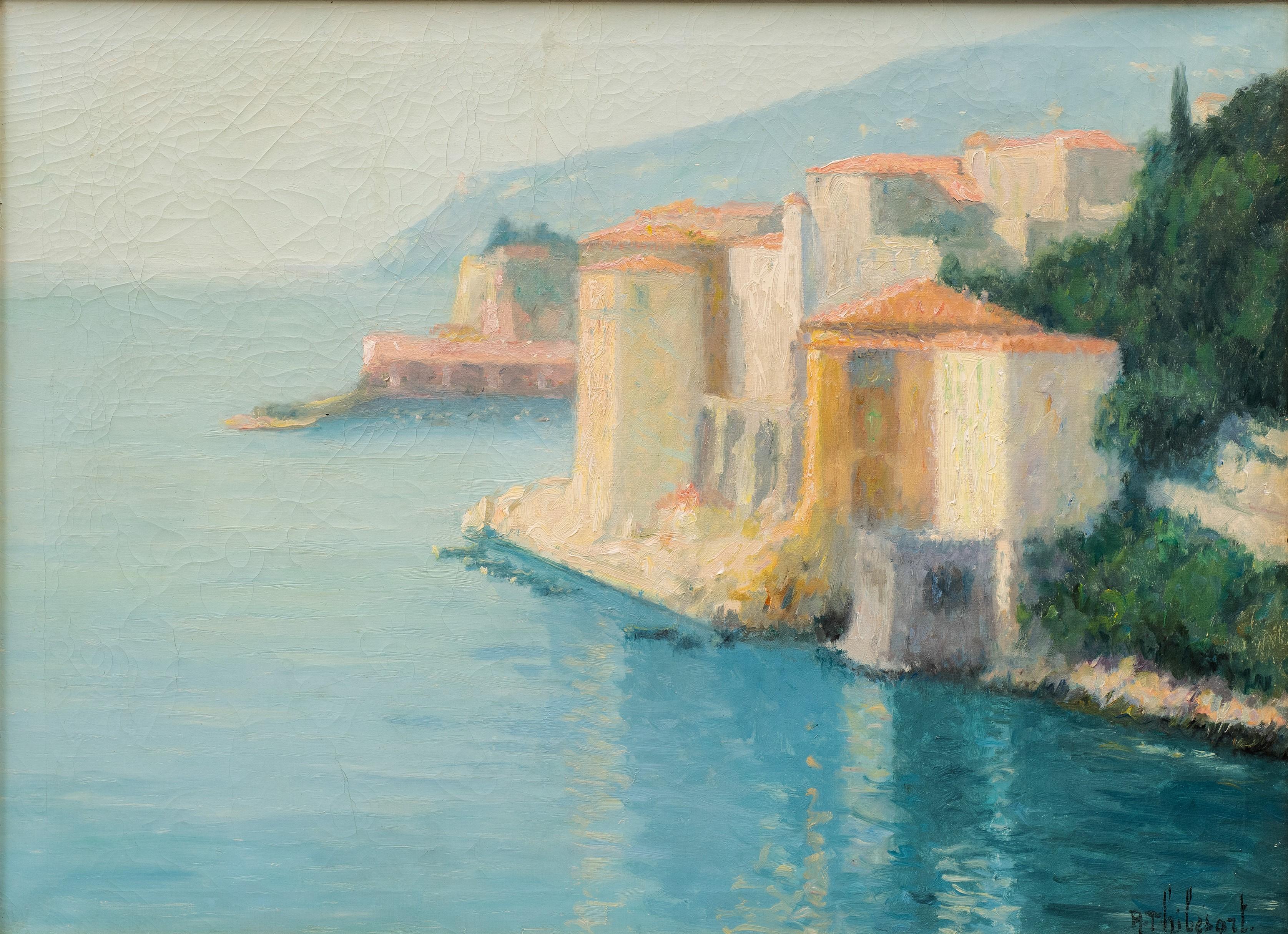 Ansicht von Villefranche-sur-Mer Raymond Thibesart Raymond Thibesart Raymond Thibesart (1874-1968) im Angebot 1