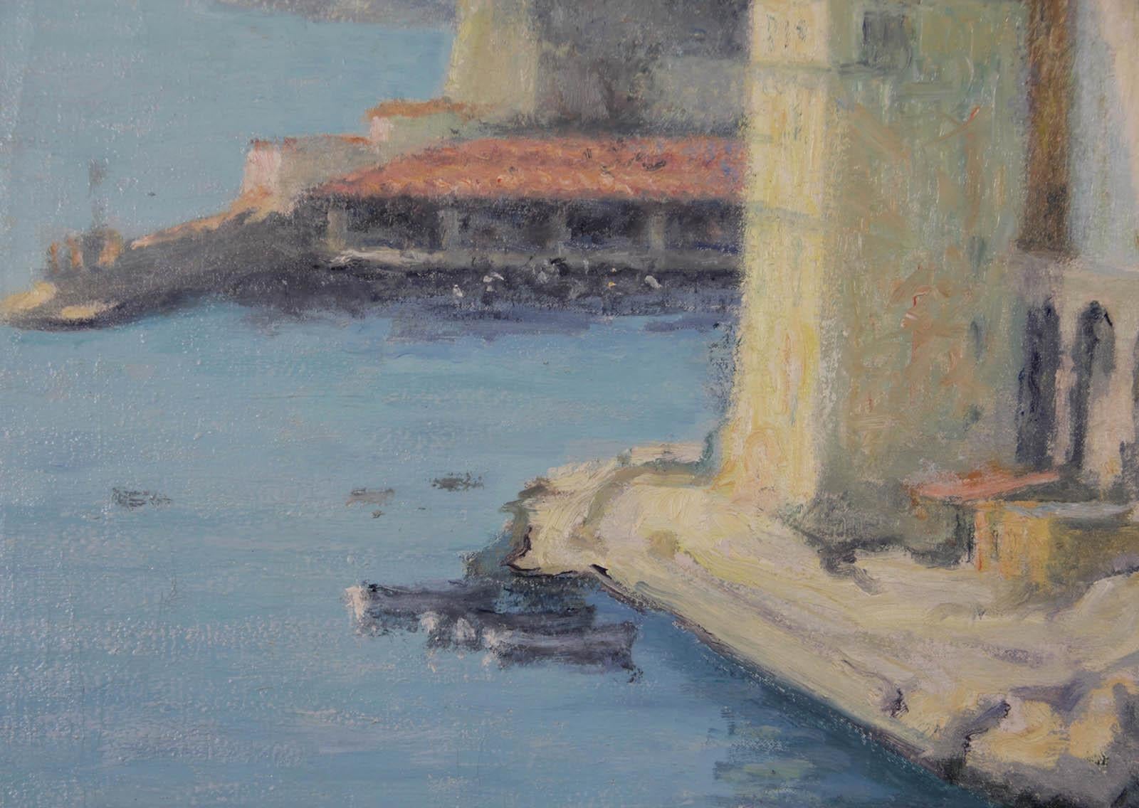 Villefranche sur Mer - Post-Impressionist Painting by Raymond Thibesart