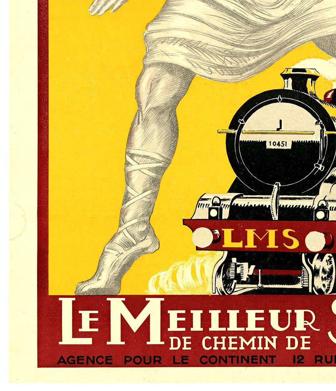 Original LONDON MIDLAND & SCOTISH RAILWAY - LMS, 1925 cartel ferroviario de época - Portrait Print Amarillo de Raymond Virac