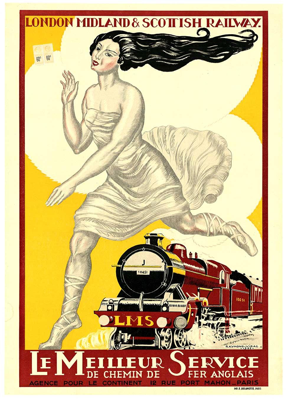 Portrait Print de Raymond Virac - Original LONDON MIDLAND & SCOTISH RAILWAY - LMS, 1925 cartel ferroviario de época