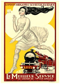 Original LONDON MIDLAND & SCOTISH RAILWAY - LMS, 1925 cartel ferroviario de época