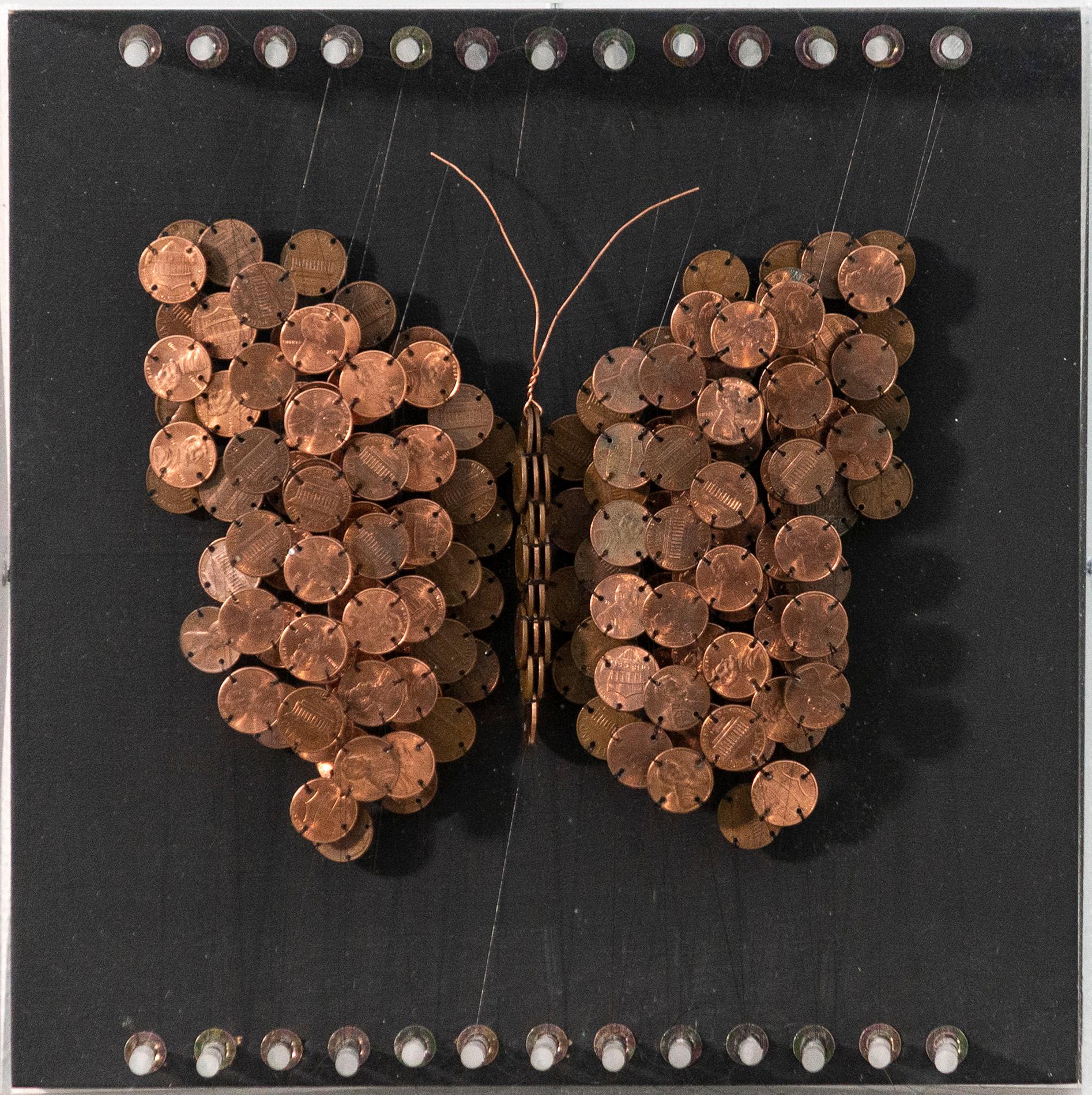 More Than Butterflies 2 of 2 - coins, figurative, mixed media, wall sculpture - Mixed Media Art by Raymond Waters