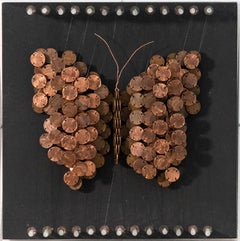 More Than Butterflies 2 of 2 - coins, figurative, mixed media, wall sculpture