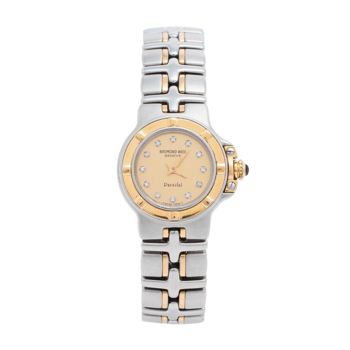 Raymond Weil Champagne Diamonds 18k Gold Parsifal 9690 Women's Wristwatch 23 mm
