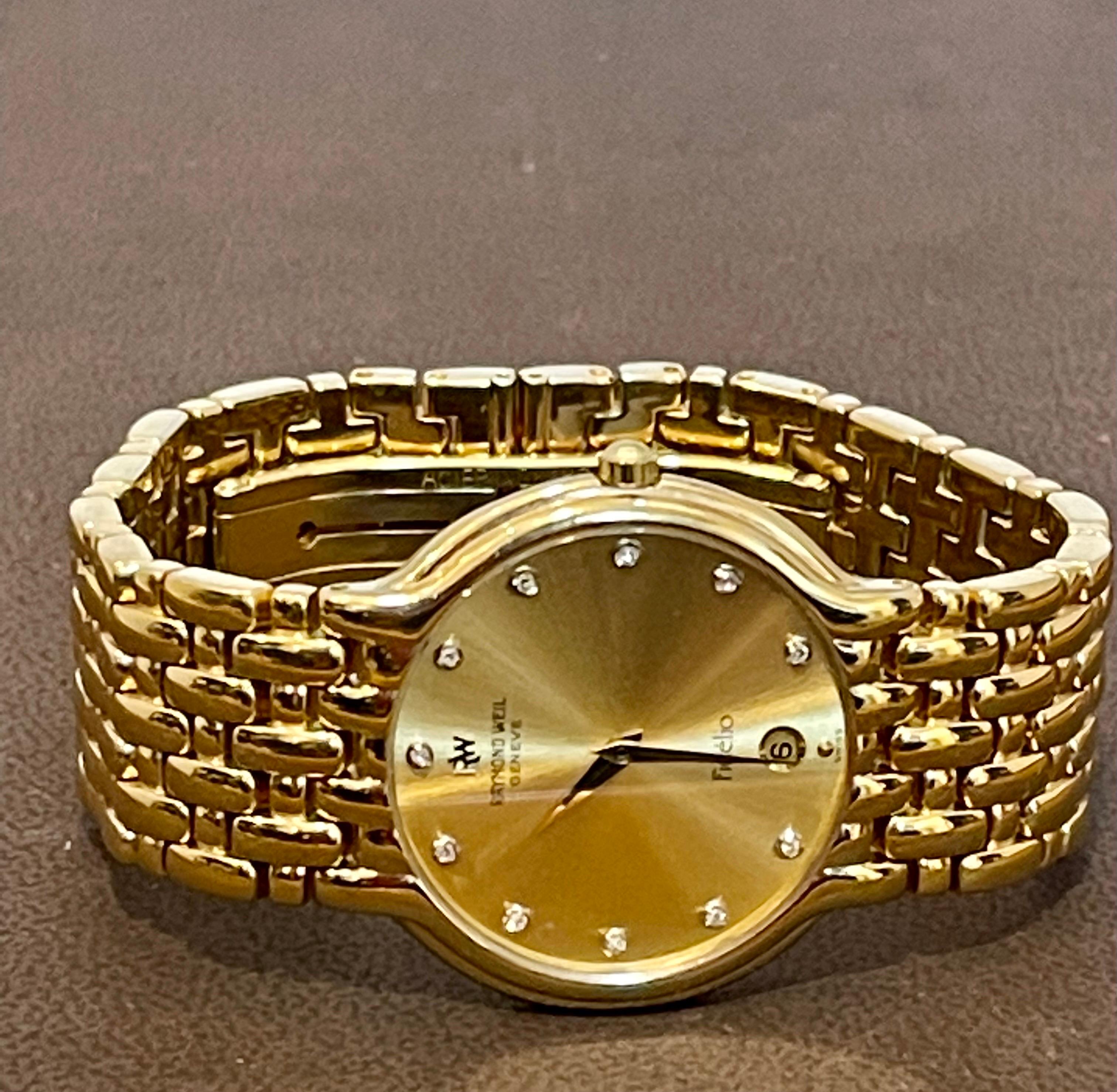 Men's Raymond Weil Fidelio 18K Gold Electroplated Watch with Date & Diamonds