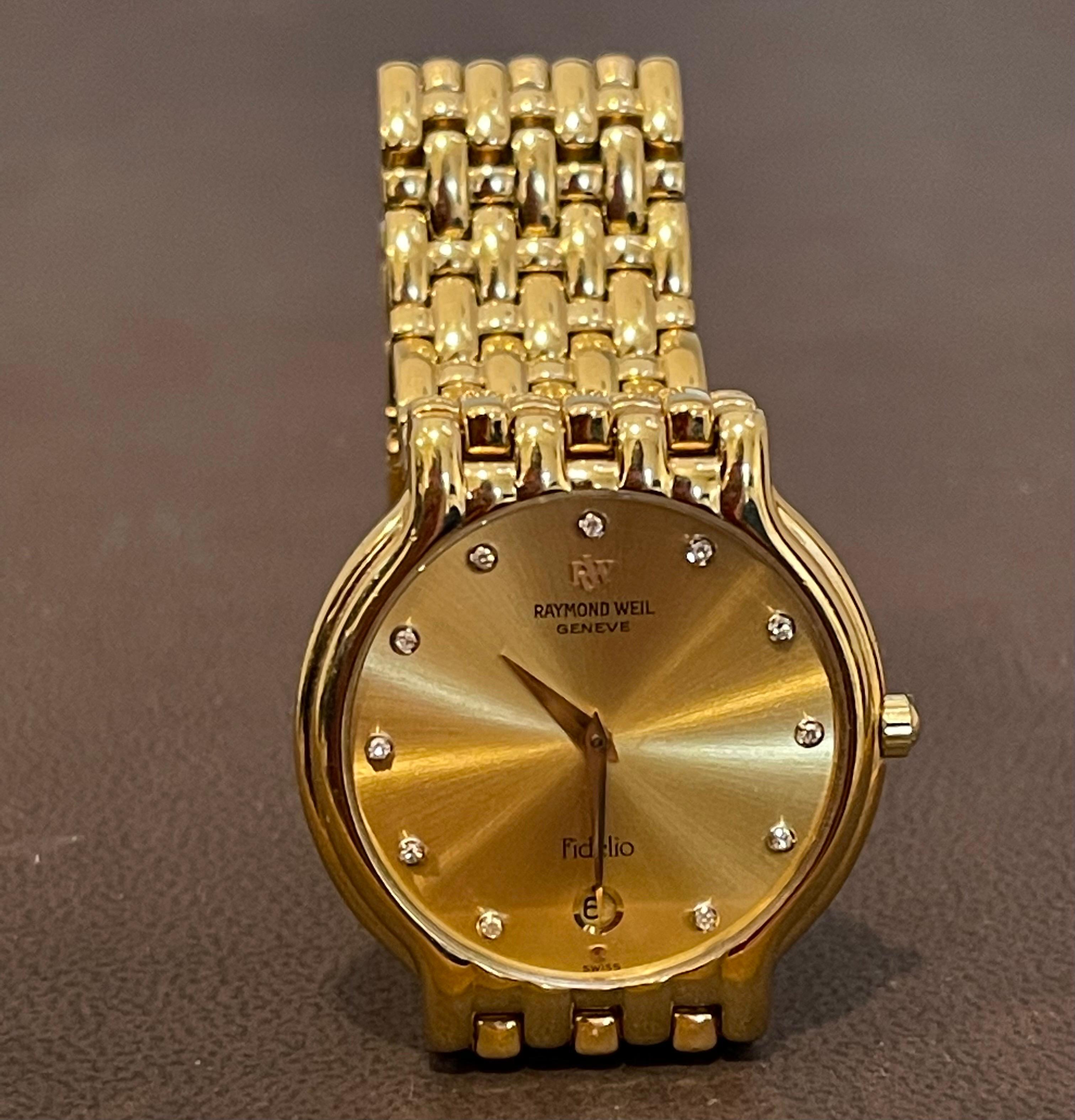 Raymond Weil Fidelio 18K Gold Electroplated Watch with Date & Diamonds 2