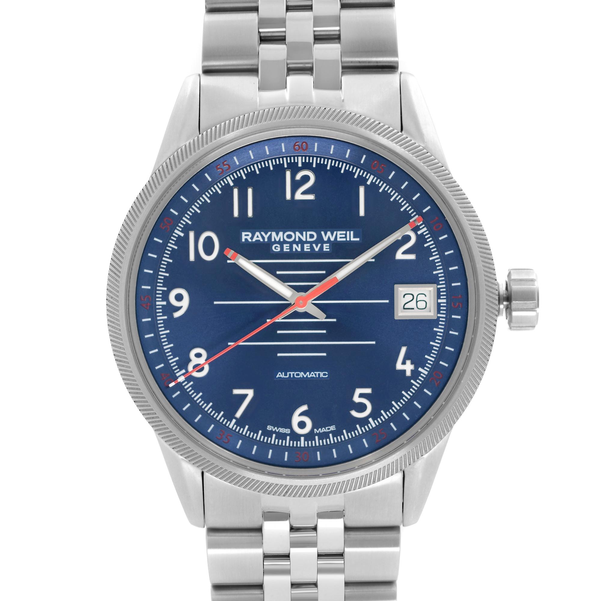 Unworn. Original Box and Papers are Included. Covered by 1-year Chronostore Warranty. 

Details:
MSRP 1795
Brand RAYMOND WEIL
Department Men
Model Number 2754-ST-05500
Country/Region of Manufacture Switzerland
Model Raymond Weil Freelancer
Style