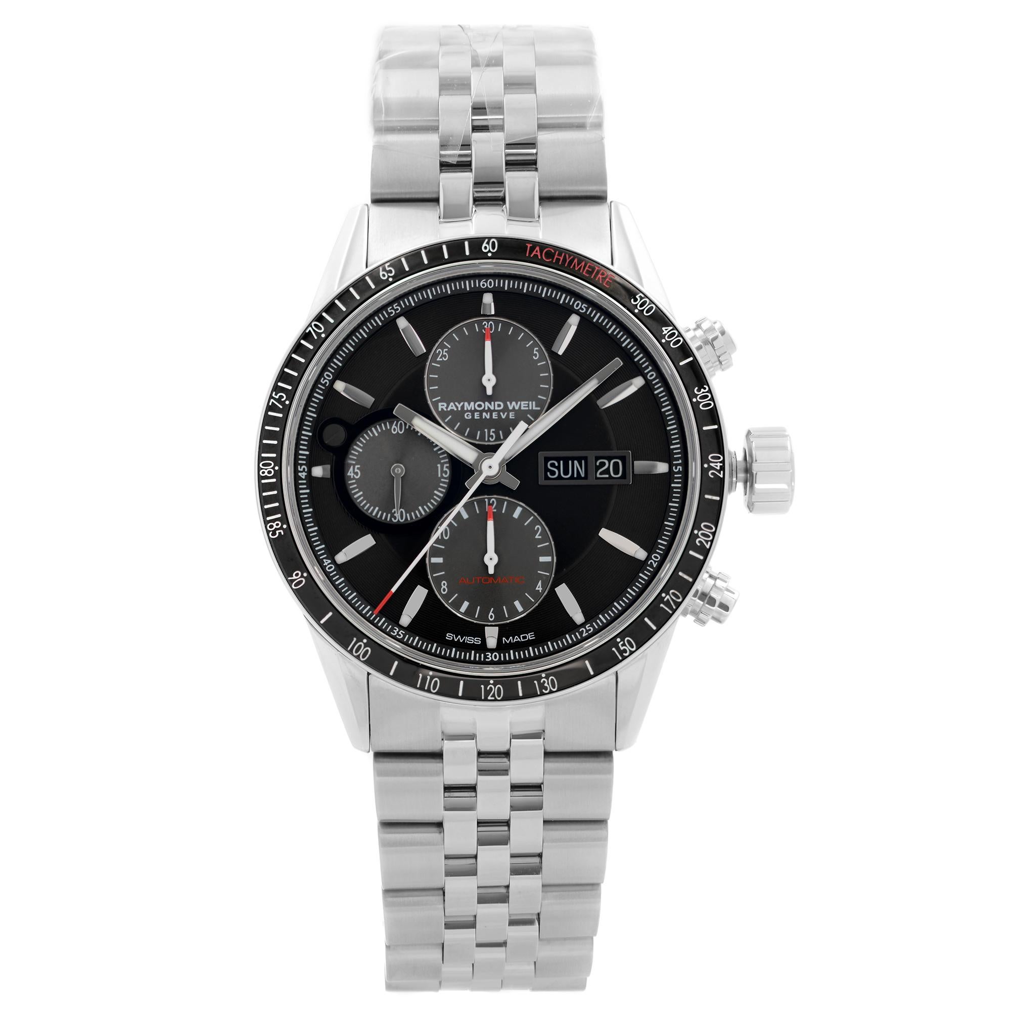 Raymond Weil Freelancer Chrono Steel Black Dial Automatic Watch 7731-ST1-20621 For Sale