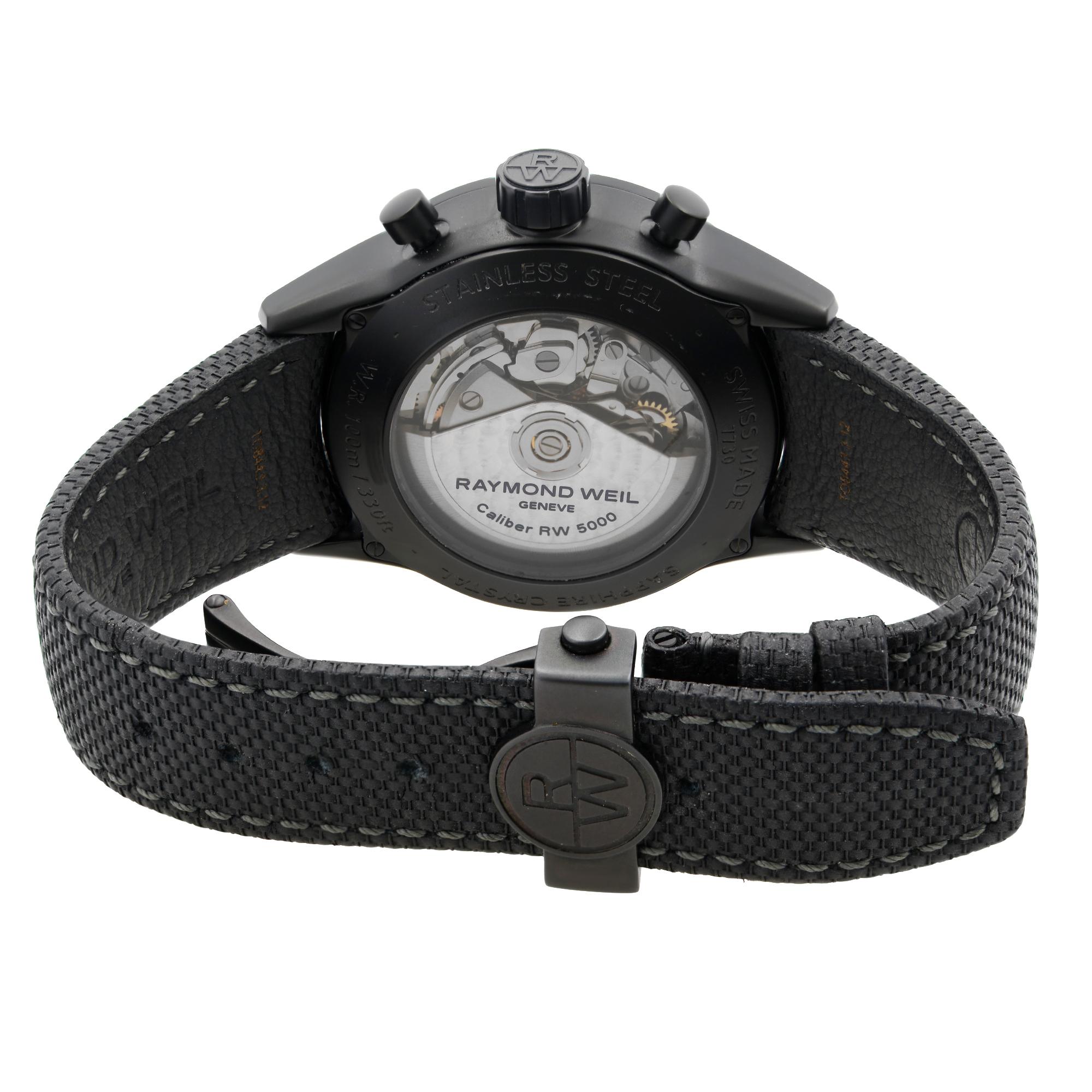 Raymond Weil Freelancer PVD Steel Black Dial Automatic Men’s Watch 7730-BK-05207 In Excellent Condition In New York, NY