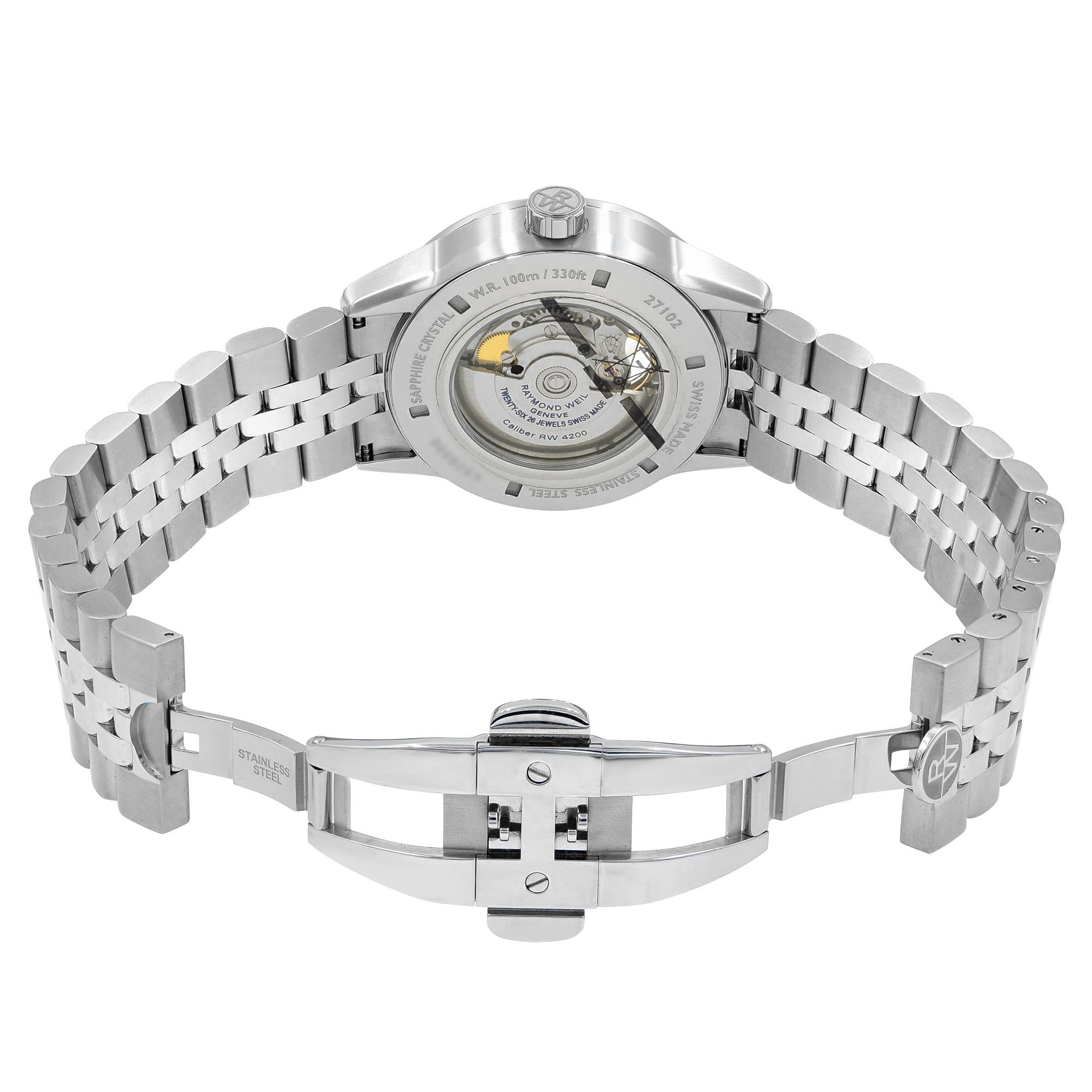 Raymond Weil Freelancer Orologio da uomo automatico in acciaio con quadrante argento 2710-ST-65031 in vendita 2