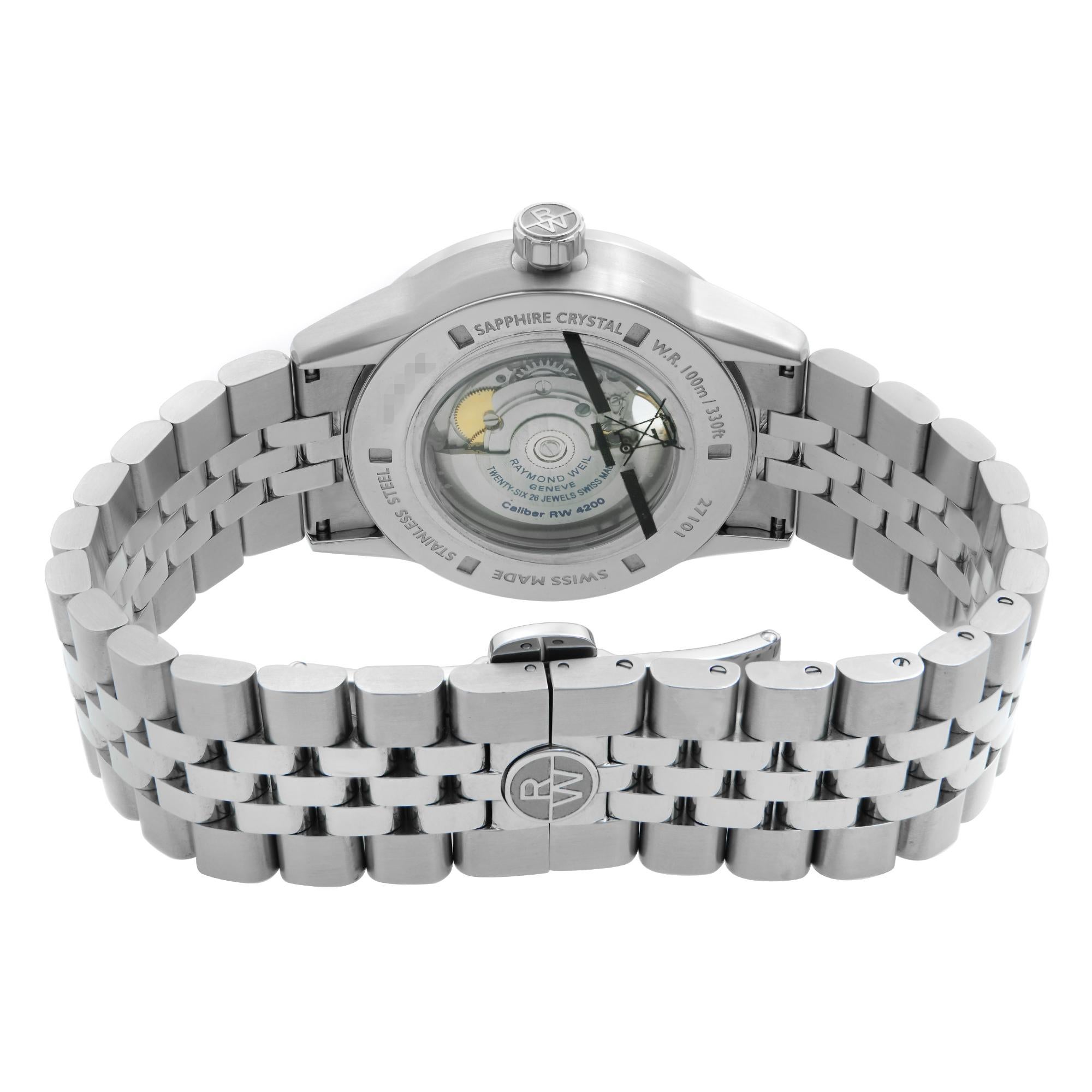Raymond Weil Freelancer Steel Black Dial Automatic Mens Watch 2710-ST-20021 In New Condition In New York, NY