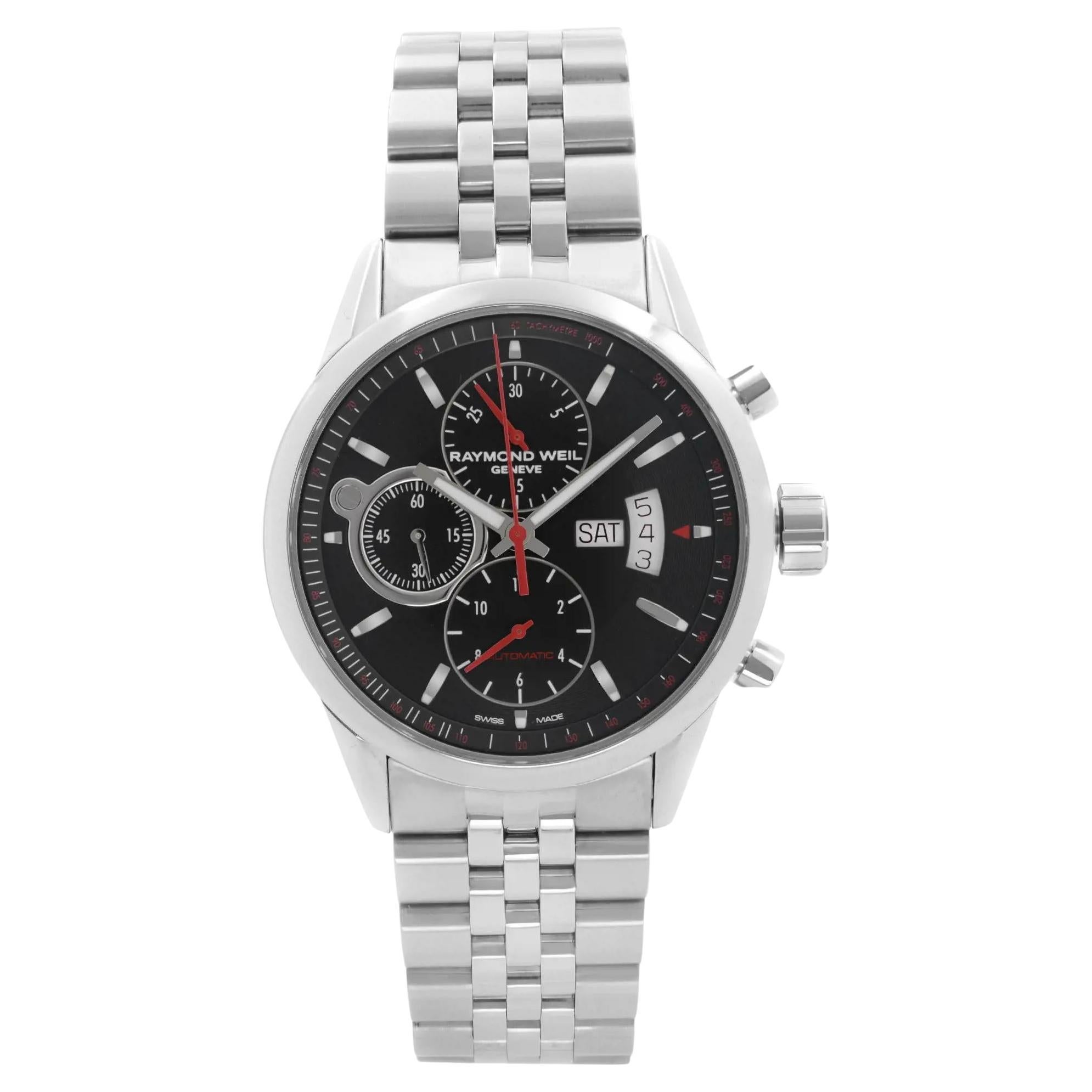 Raymond Weil Freelancer Stahl Schwarzes Zifferblatt Herren Automatikuhr 7730-ST-20041 im Angebot