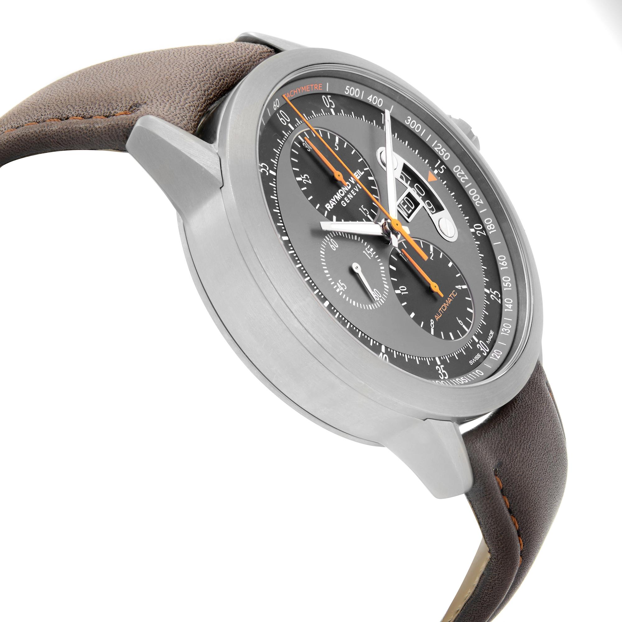 Raymond Weil Freelancer Titanium Gray Dial Automatic Mens Watch 7745-TIC-05609 In Excellent Condition In New York, NY