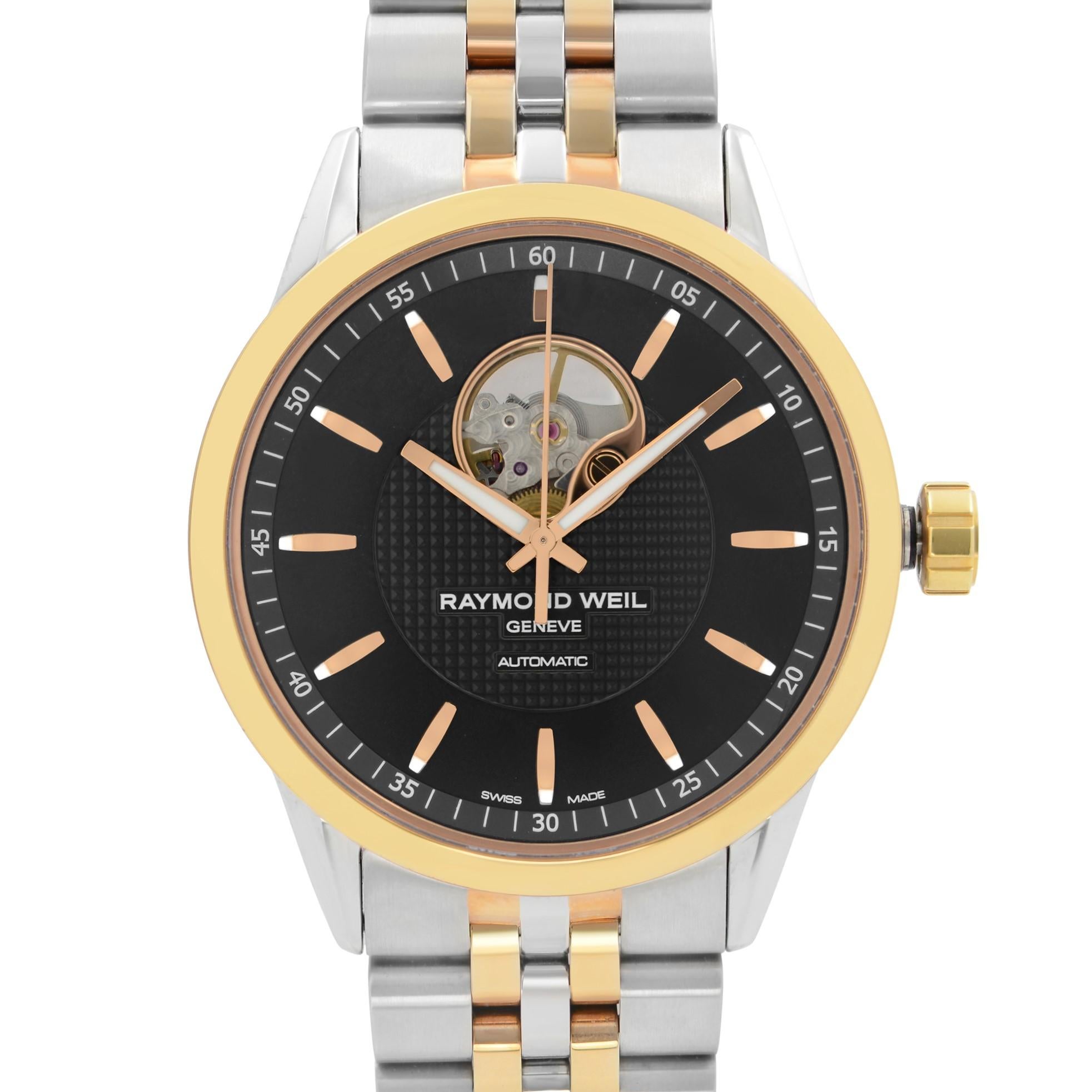 The watch has never been worn or used but may have micro marks due to store handling. Original box and papers are included. 

Details:
MSRP 2395
Brand RAYMOND WEIL
Department Men
Model Number 2710-SP5-20021
Country/Region of Manufacture