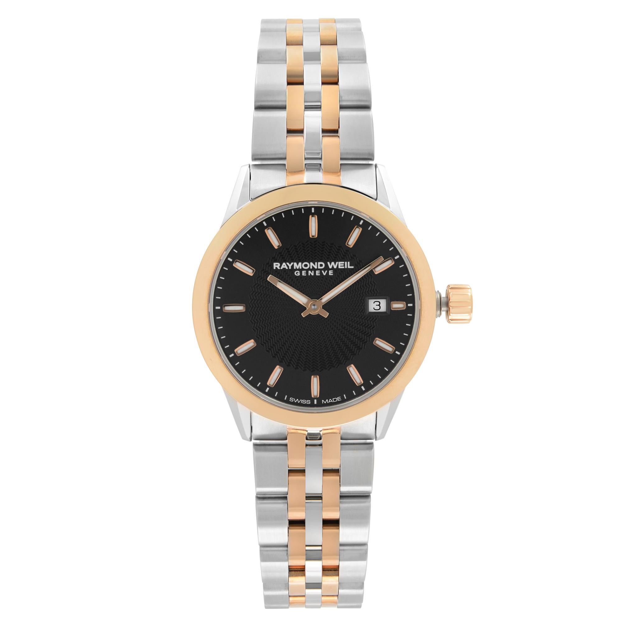 Raymond Weil Freelancer Two-Tone Steel Black Dial Ladies Watch 5629-SP5-20021