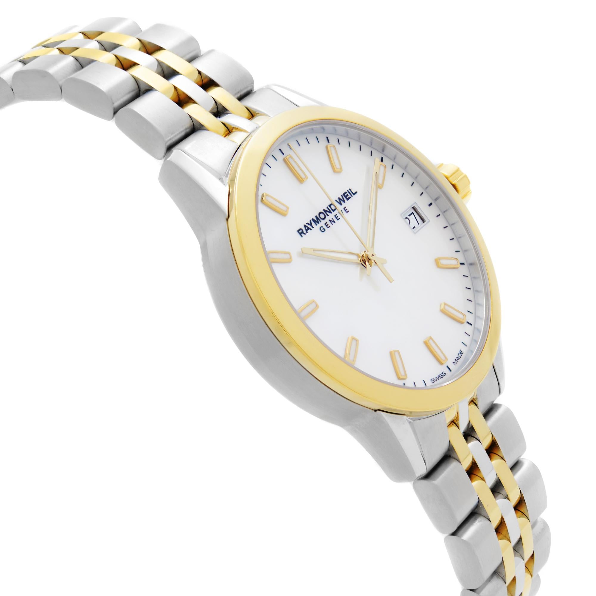 Raymond Weil Freelancer Two-Tone Steel MOP Dial Ladies Watch 5634-STP-97021 In Good Condition In New York, NY