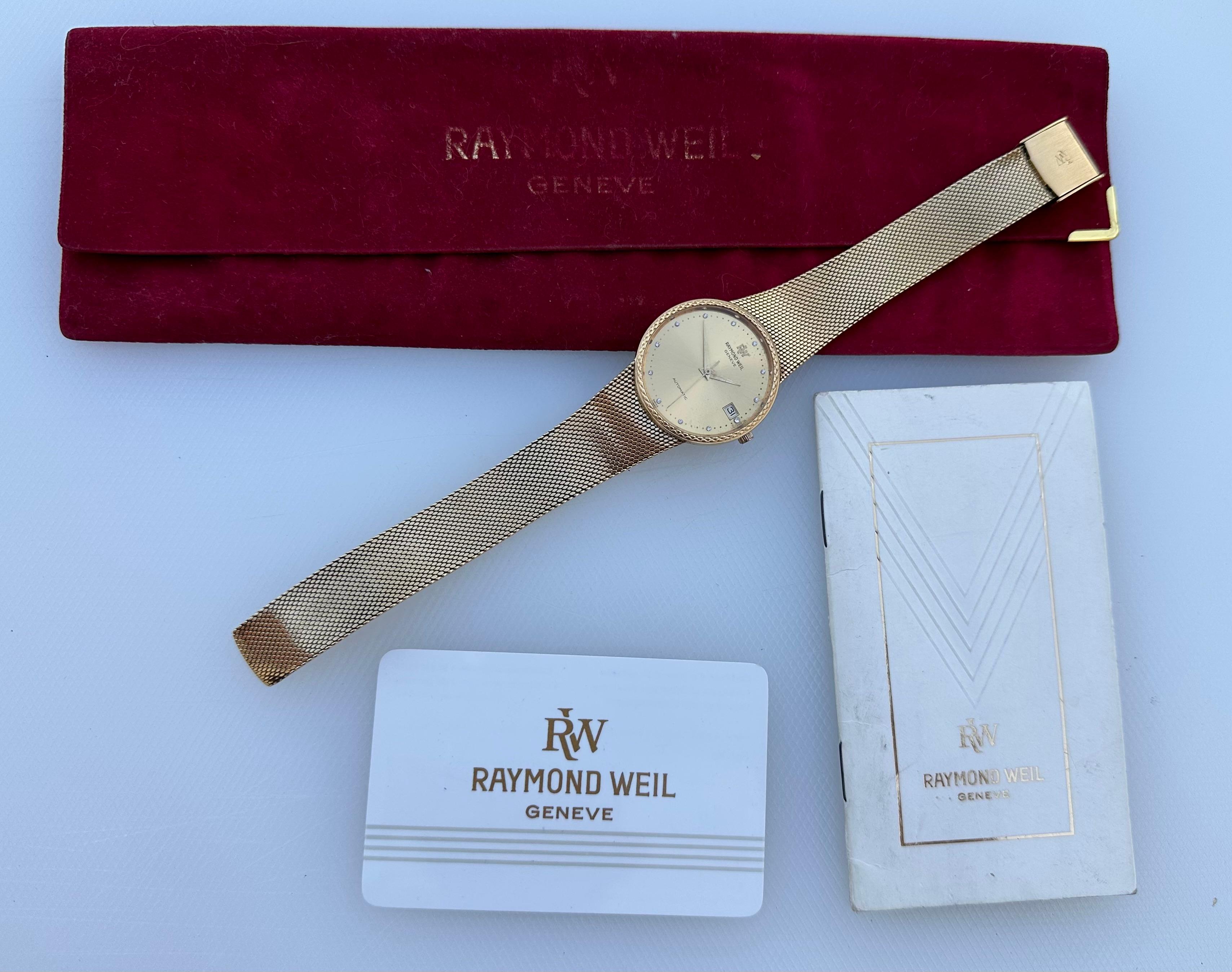 raymond weil 18k gold electroplated water resistant