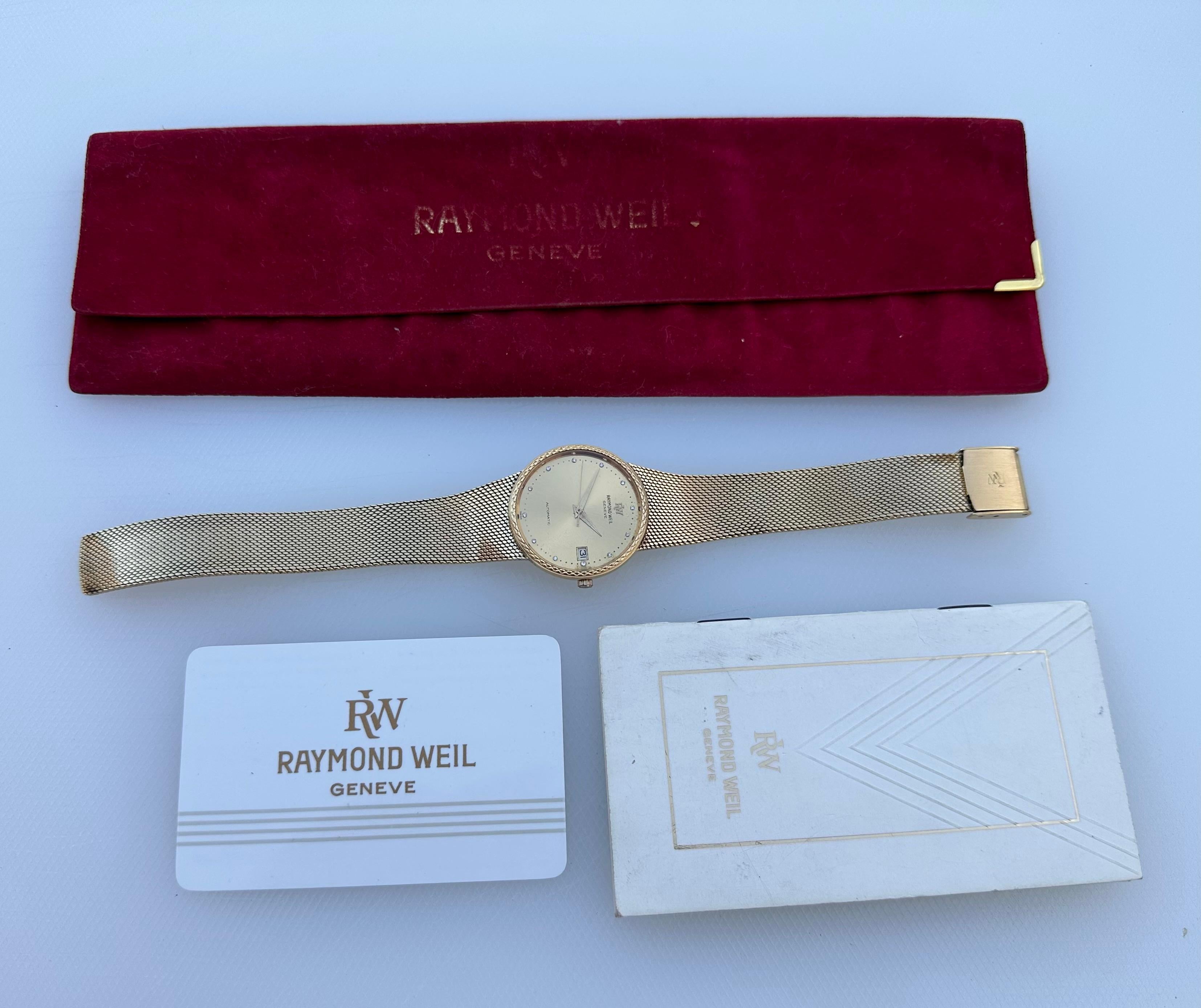 Raymond Weil Geneve Automatic 18K Gold Plated Ref 2807 Watch For Sale 2