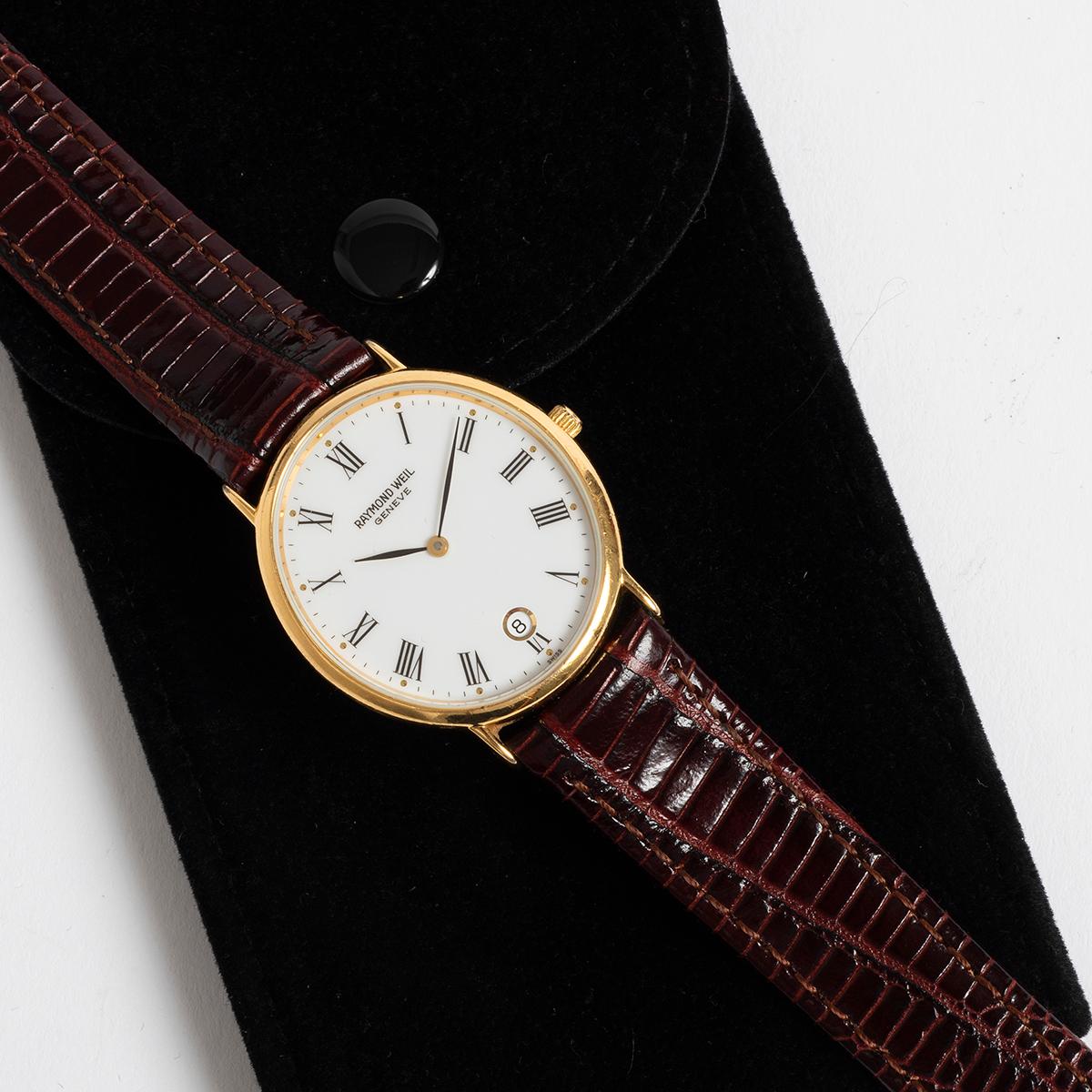 Or jaune 18 carats Raymond Weil Geneve réf. 5524. Excellent état. 1