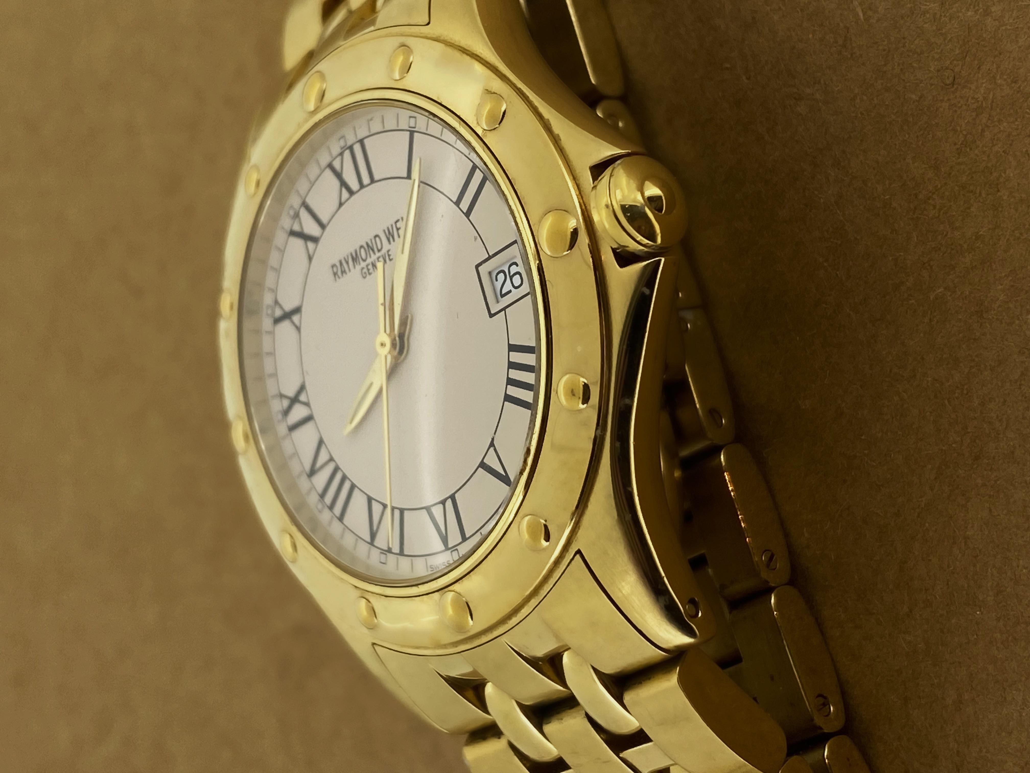 Raymond Weil Geneve ref 5590 Collection Tango 38mm Quarz Herrenuhr mit Datum im Zustand „Hervorragend“ im Angebot in MELBOURNE, AU