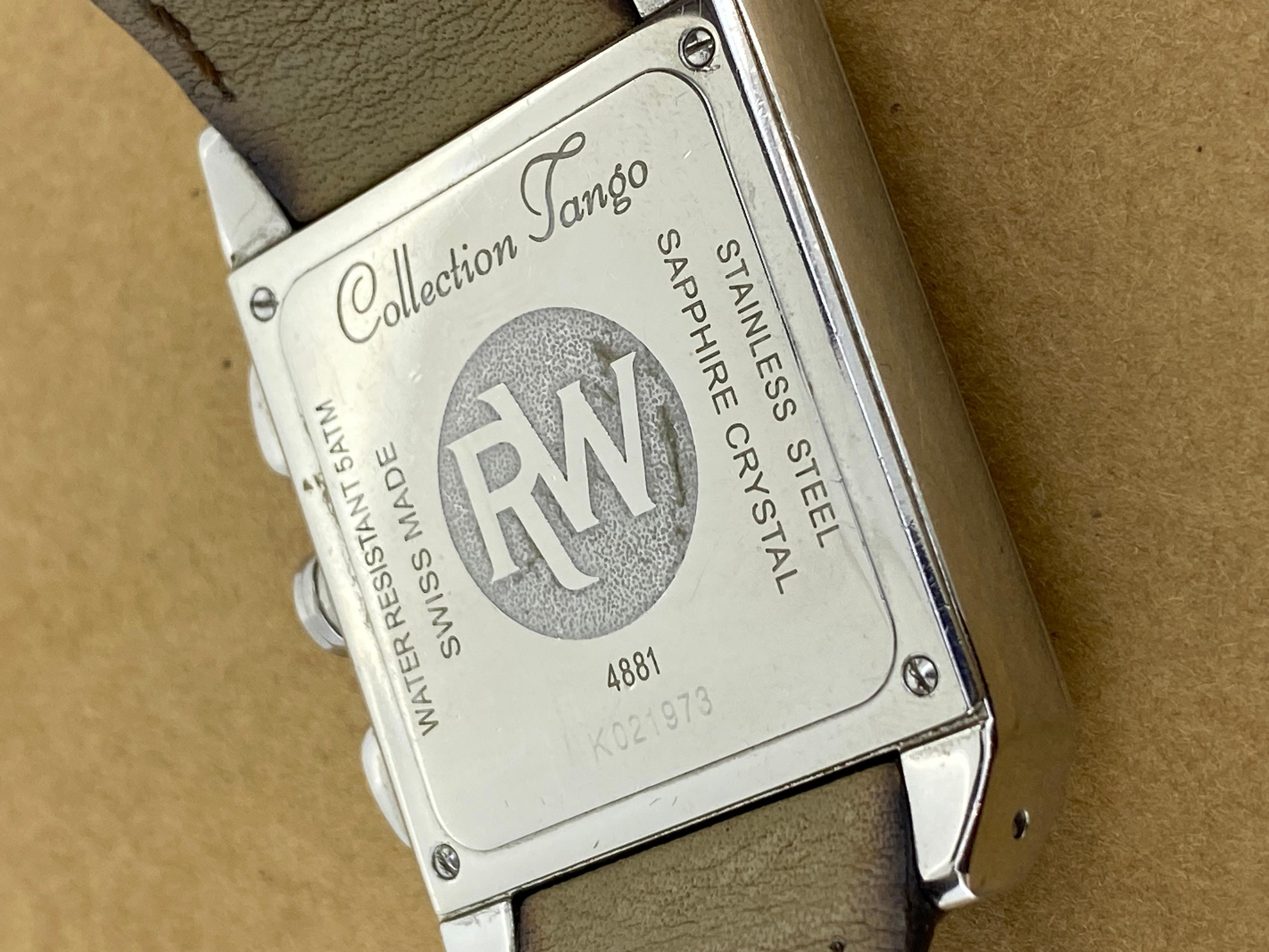 Reloj de caballero Raymond Weil Geneve Tango ref 4881 Cronógrafo Esfera Marfil Rectángulo en venta 2