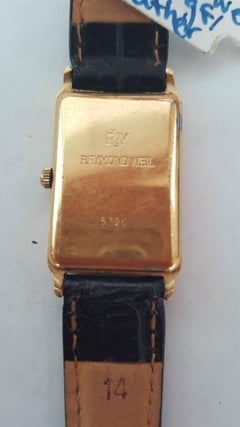 Raymond Weil 18kt Gold Filled Vintage Watch Gold Dial, Black Strap, Quartz, 5720