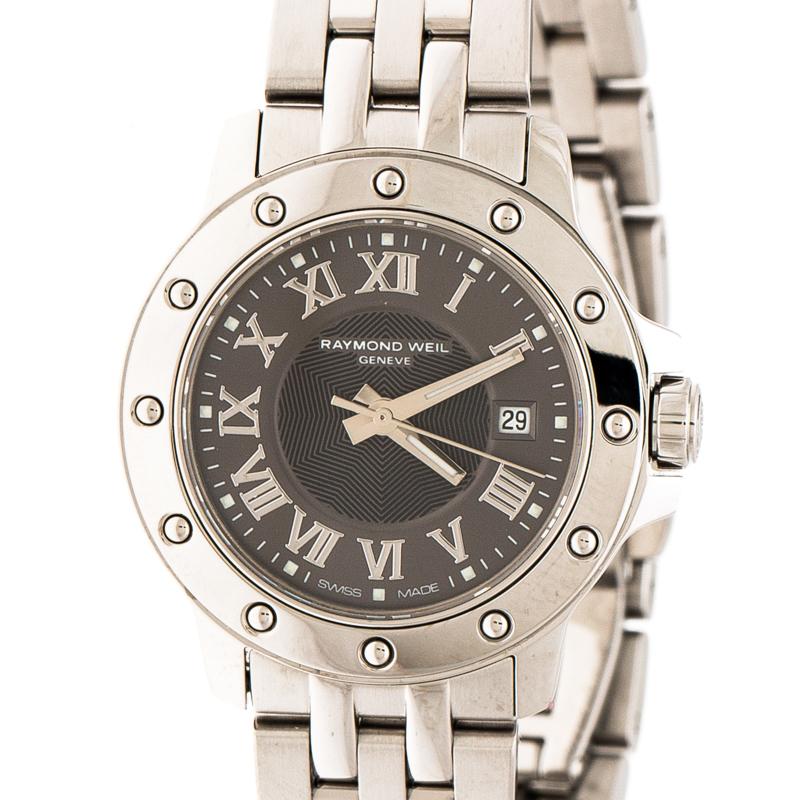 Contemporary Raymond Weil Grey Stainless Steel Tango 5399 Women's Wristwatch 28 mm