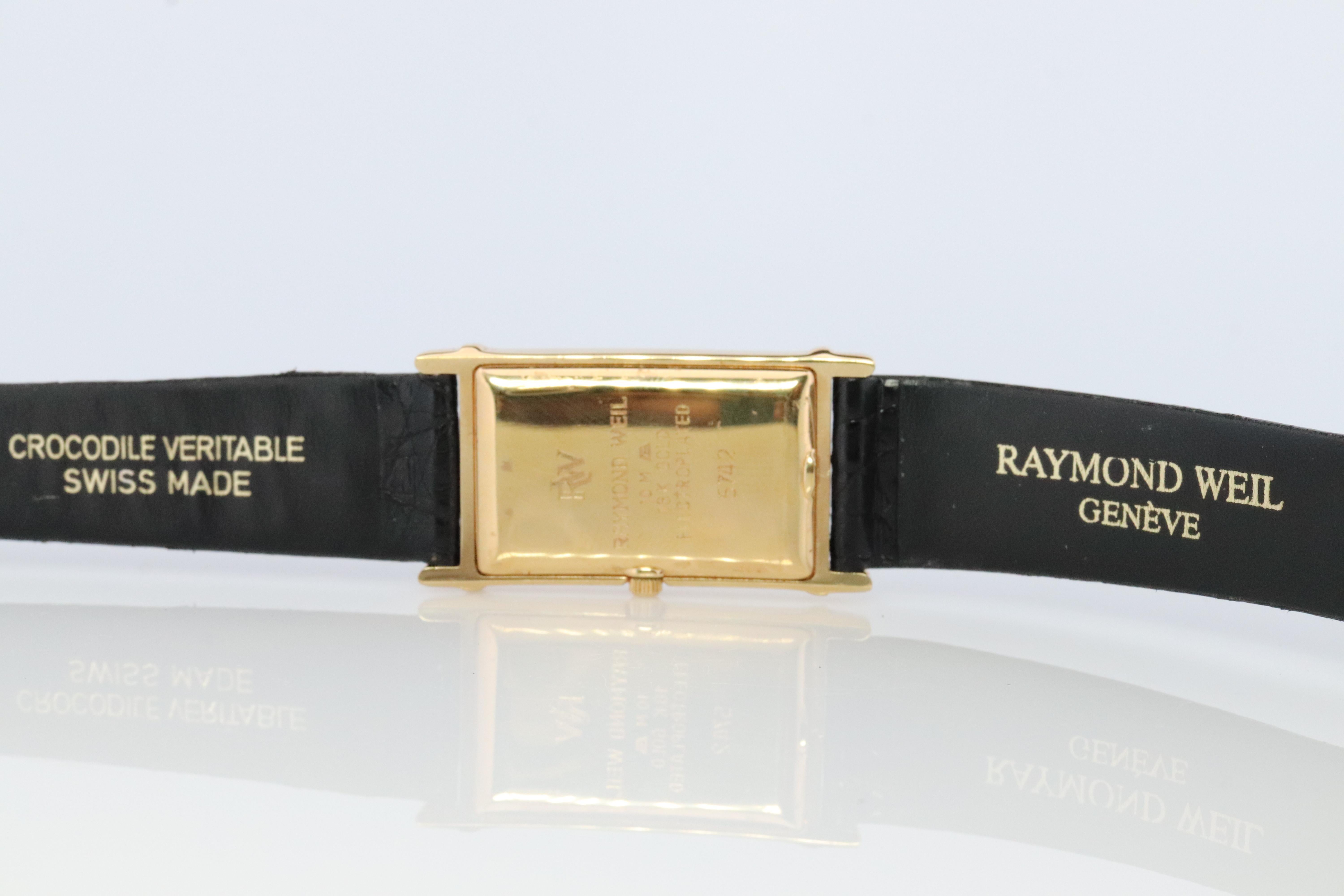 Orologio da donna Raymond Weil. Serbatoio RW Carree 5742 placcato oro 18k. In condizioni buone in vendita a Port Charlotte, FL