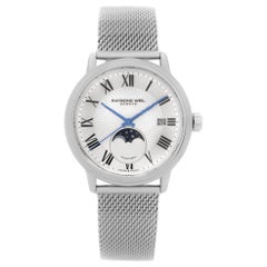 Raymond Weil Maestro Montre pour homme Moonphase avec cadran romain en acier et argent 2239M-ST-00659