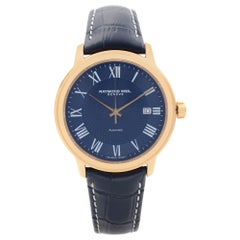 Montre homme Raymond Weil Maestro or rose PVD acier cadran bleu 2237-PC5-00508