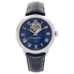 Raymond Weil Maestro Montre automatique à cadran romain bleu en acier pour hommes 2227-STC-00508