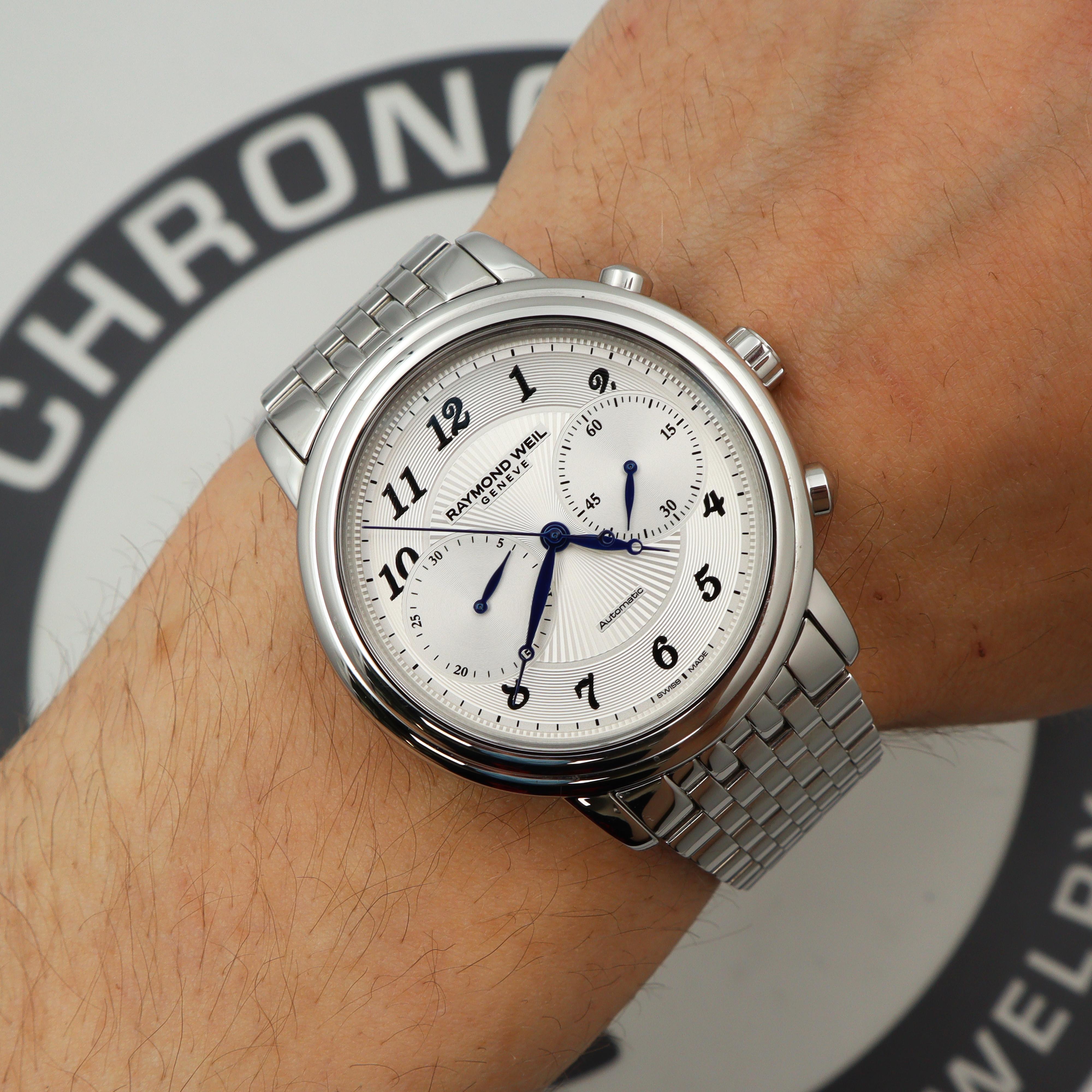 Men's Raymond Weil Maestro Steel Silver Dial Automatic Mens Watch 4830-ST-05659 For Sale