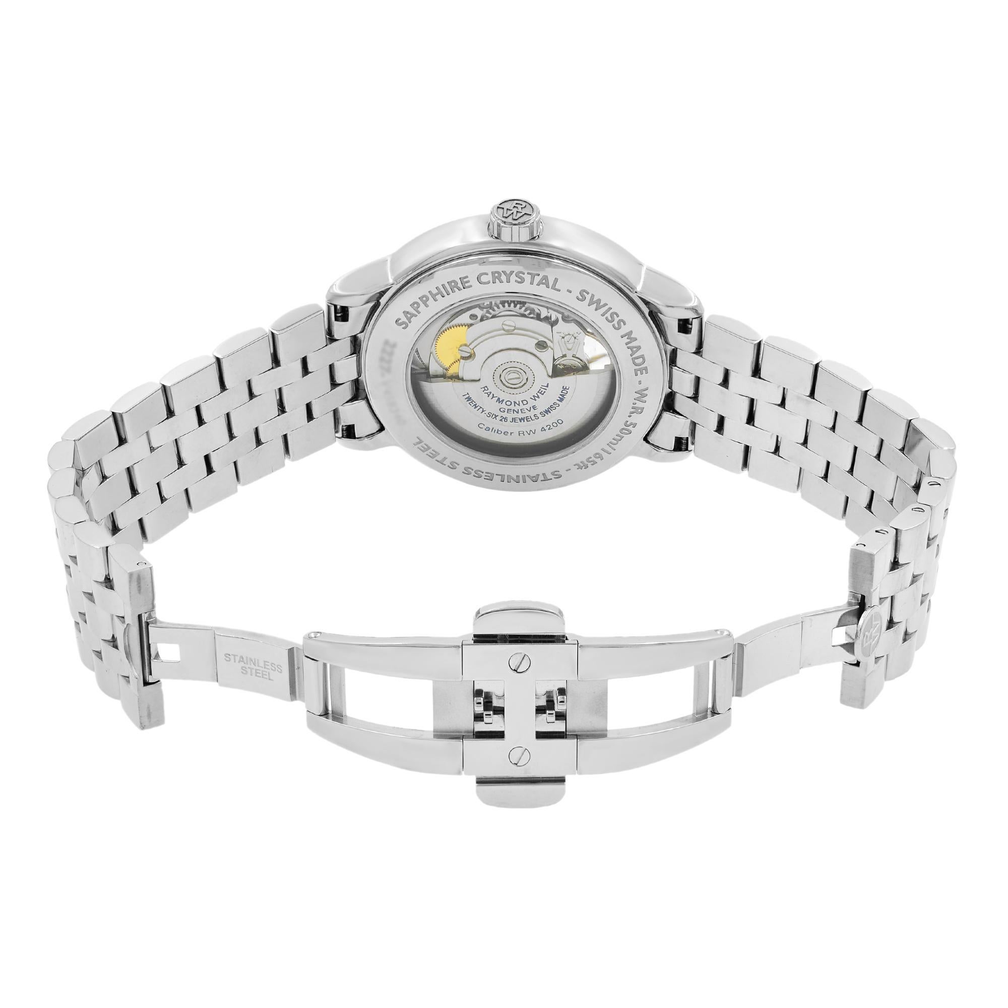 Raymond Weil Maestro Transparente Stahl-Automatik-Herrenuhr 2227-ST-65001 im Angebot 2